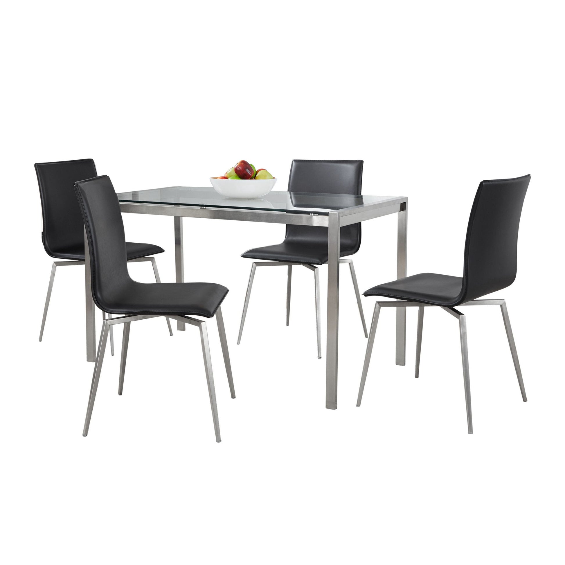 Fuji Mason - Upholstered Swivel Contemporary Dining Set Dining Set, Glass, 5 Piece - Best Buy Furniture