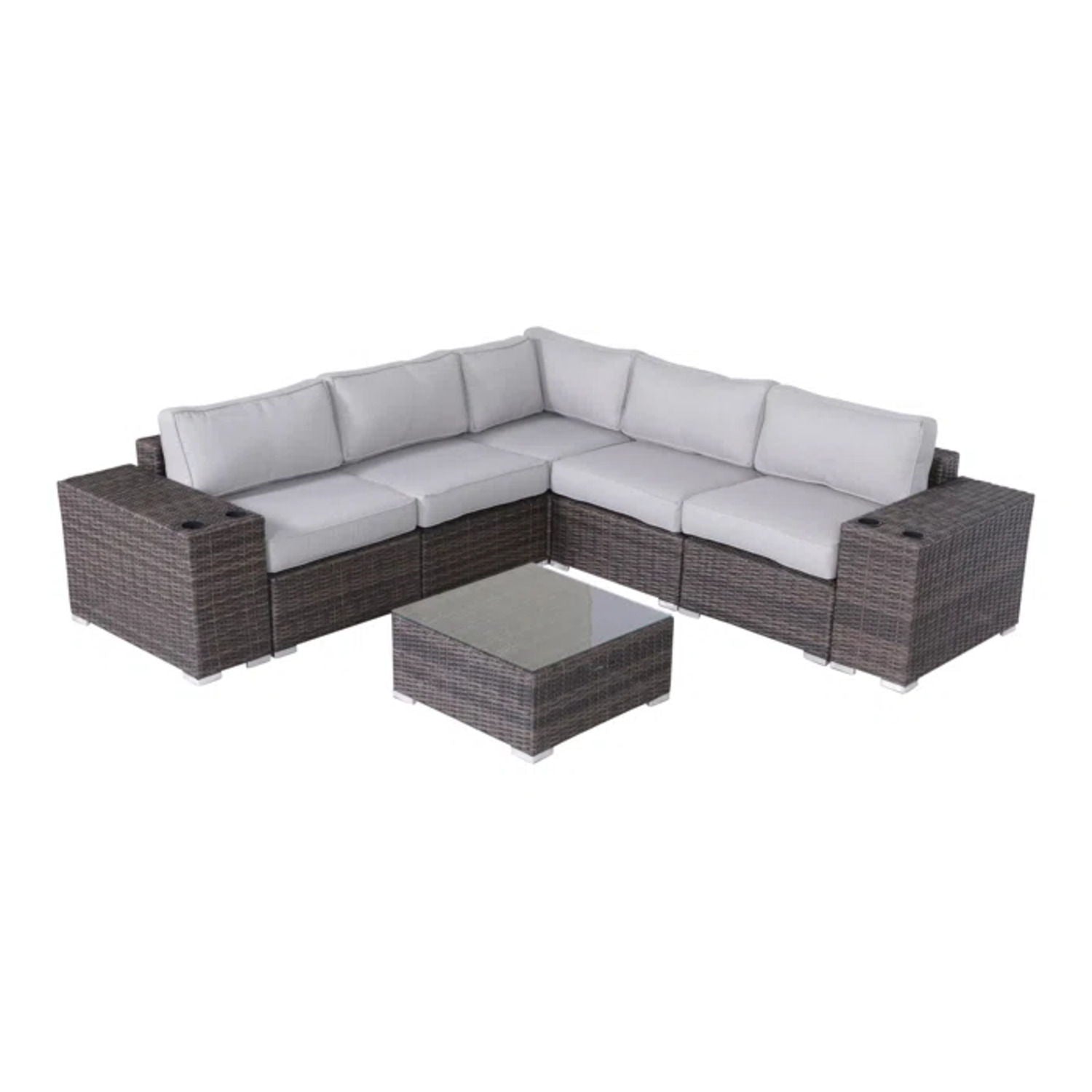 Modern Patio Rattan Sectional Set With Cushions - Best Buy Furniture