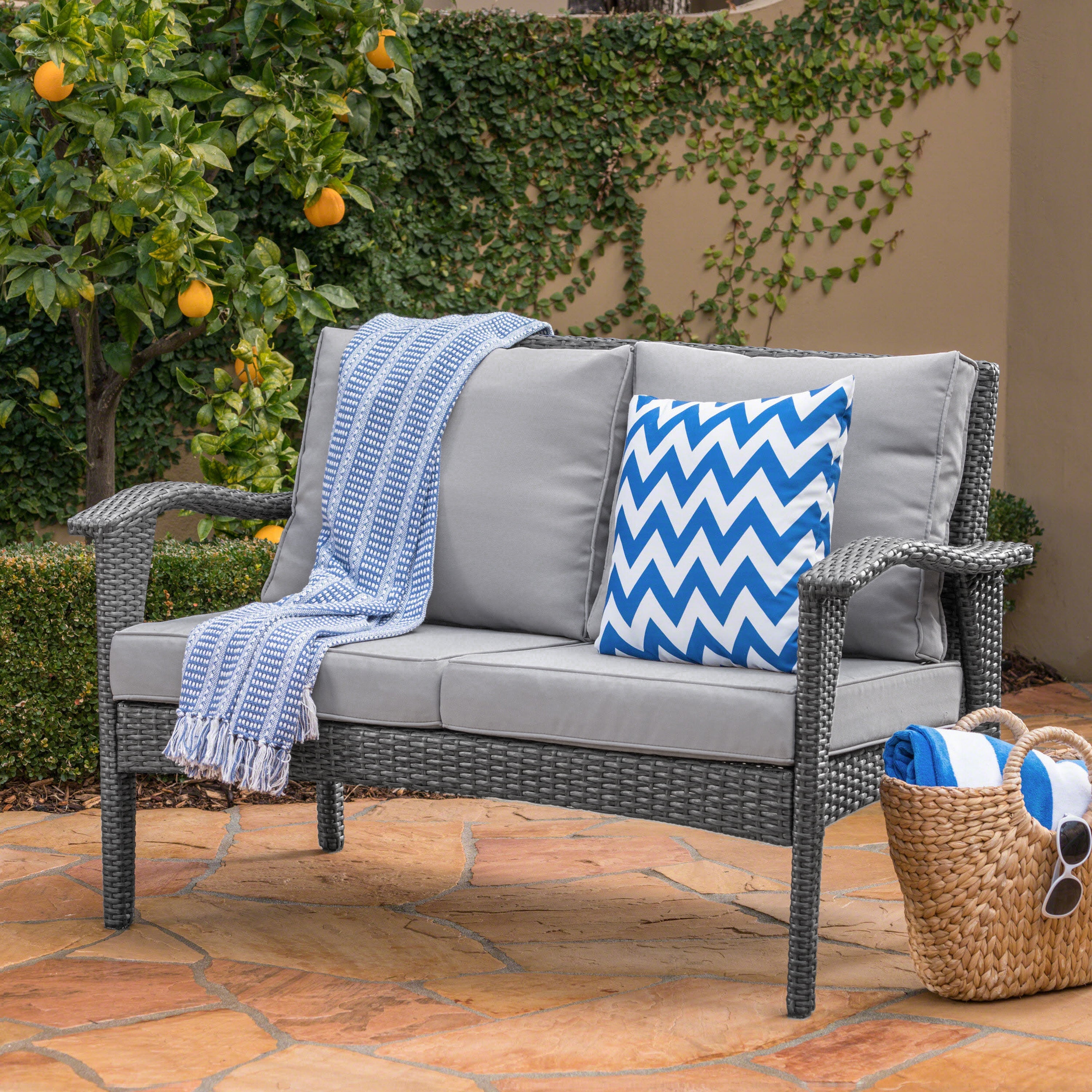 The Contoured All-Weather Wicker Loveseat by Christopher Knight Home - Best Buy Furniture