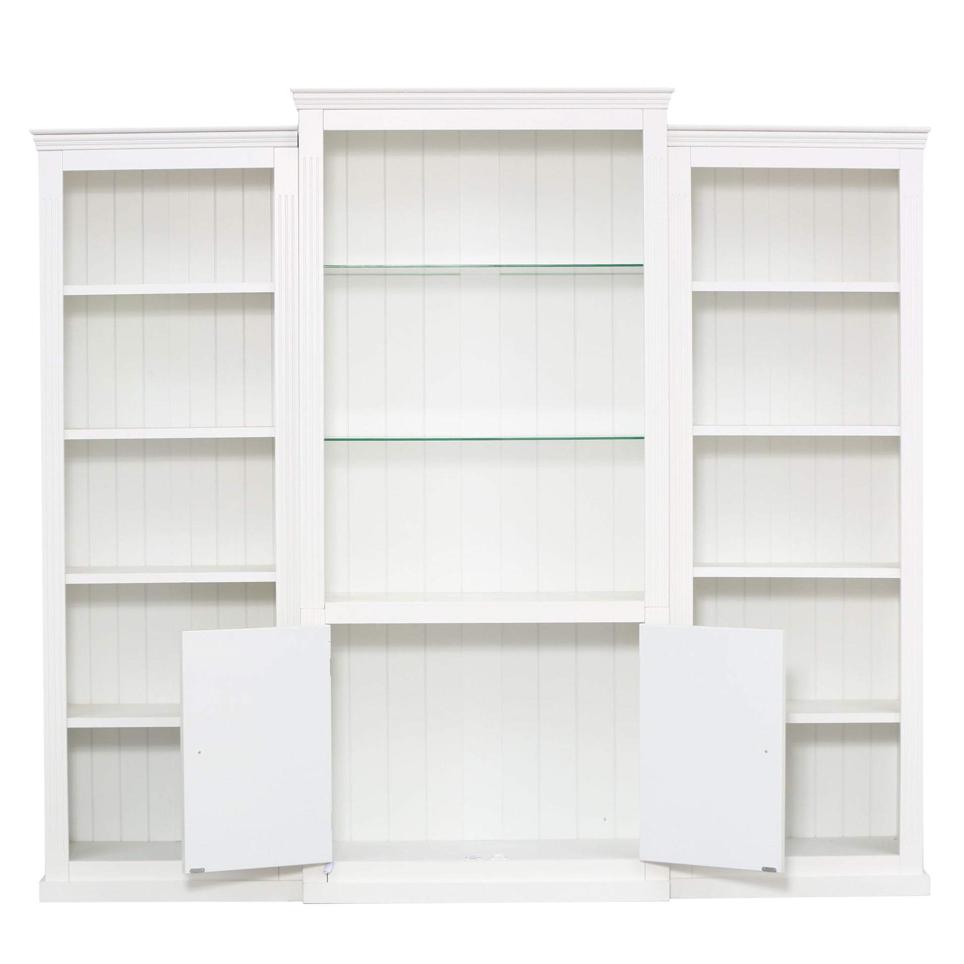 Retro Style 3 Piece Bookcase Display Cabinet With Adjustable LED Lighting, Tempered Glass Shelves - White - Best Buy Furniture