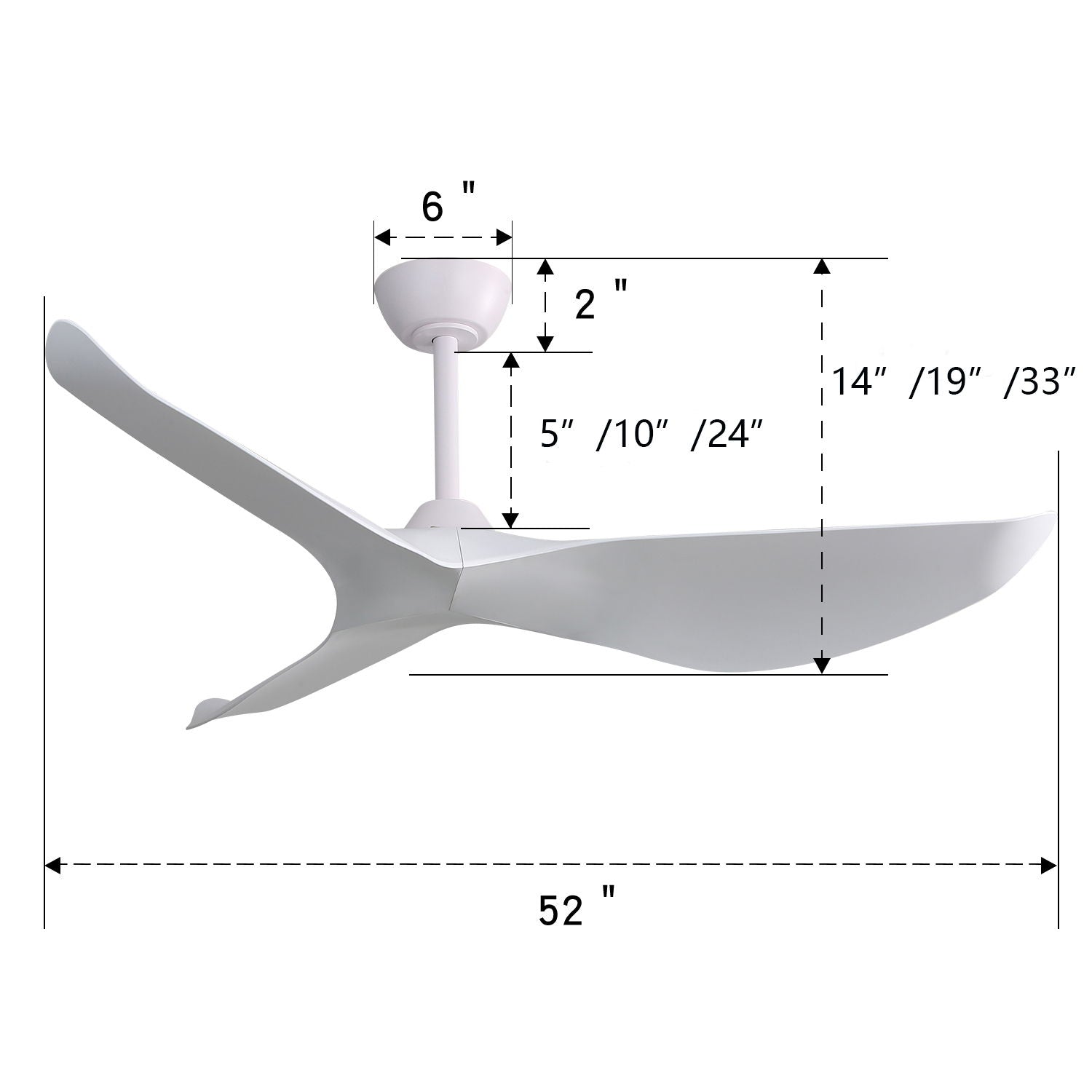 Indoor Ceiling Fan Without Light, 6 Speeds Reversible DC Motor, 3 ABS Blade Ceiling Fan White For Bedroom - White - Best Buy Furniture