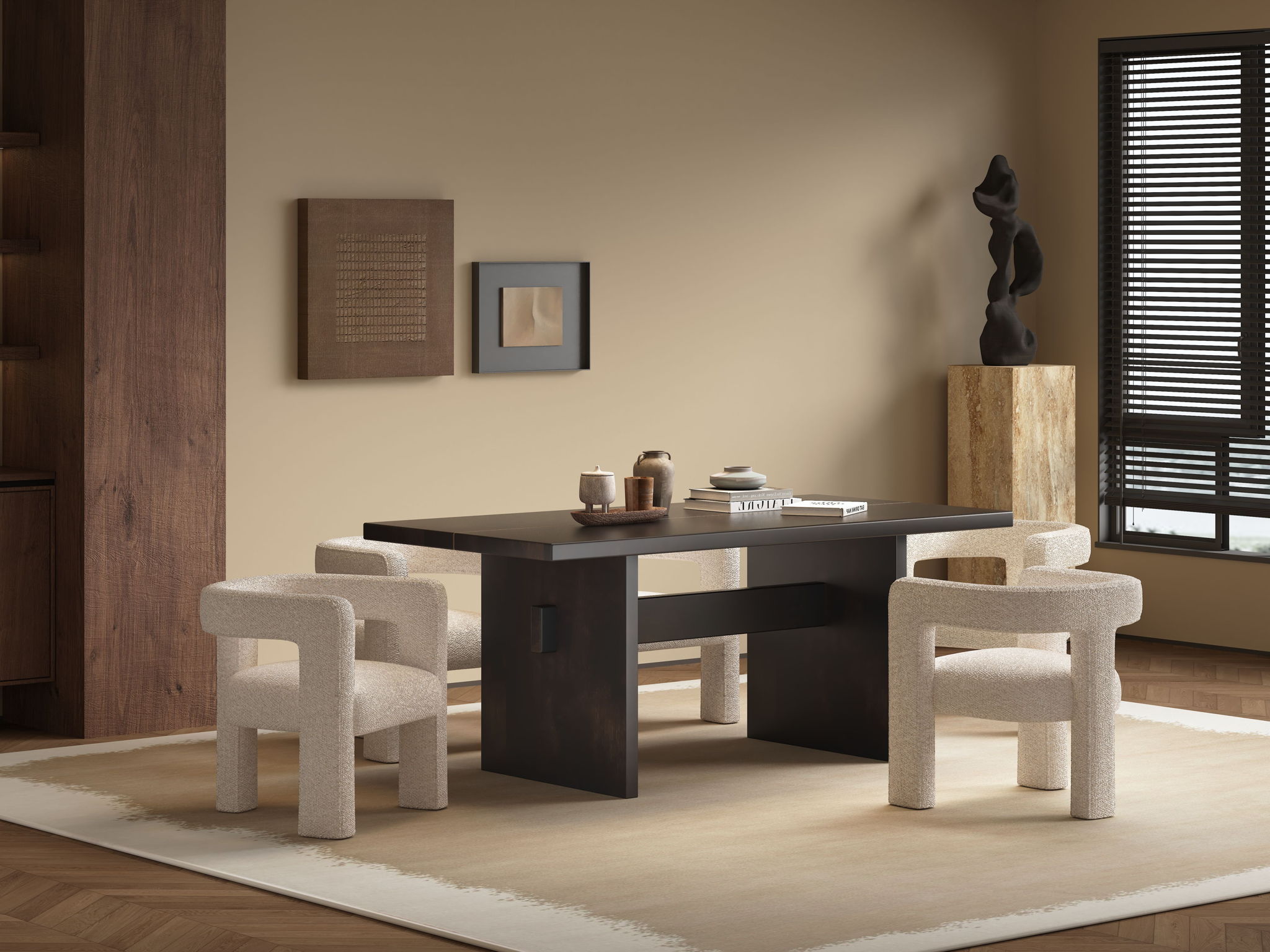 Jaramillo & Lomas - 5 Pieces Dining Room Set - Beige / Espresso - Best Buy Furniture