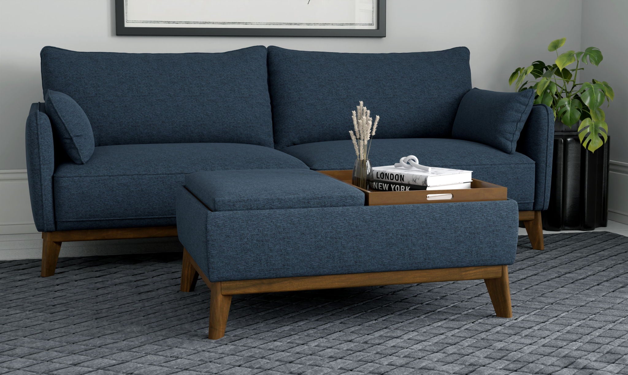 Varia - Reversible Tray Ottoman - Blue - Best Buy Furniture