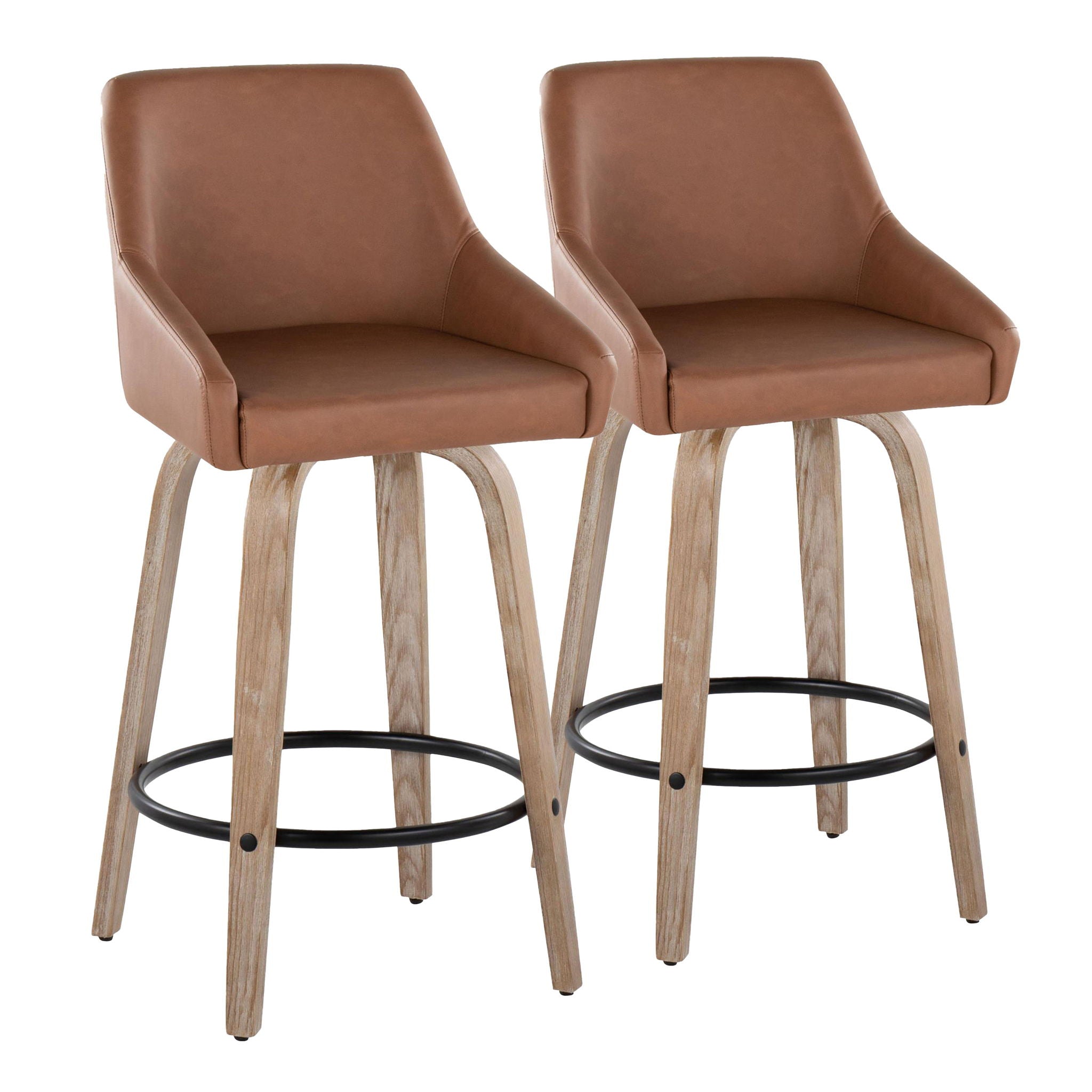 Hannah - Transitional Fixed Height Counter Stool With Swivel With Round Footrest (Set of 2) - Best Buy Furniture