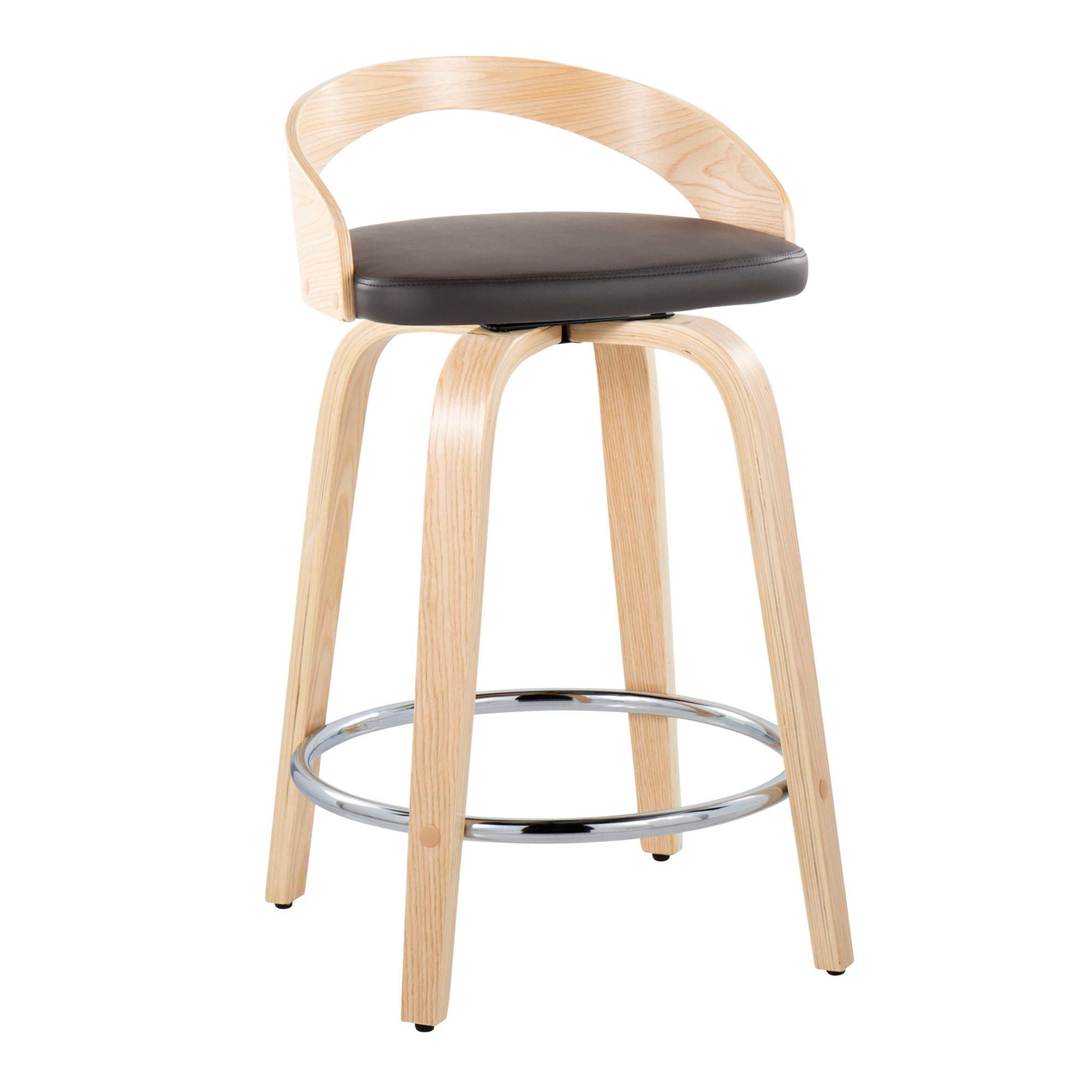 Grotto - Contemporary Fixed Height Counter Stool & Swivel, Round Footrest (Set of 2) - Best Buy Furniture