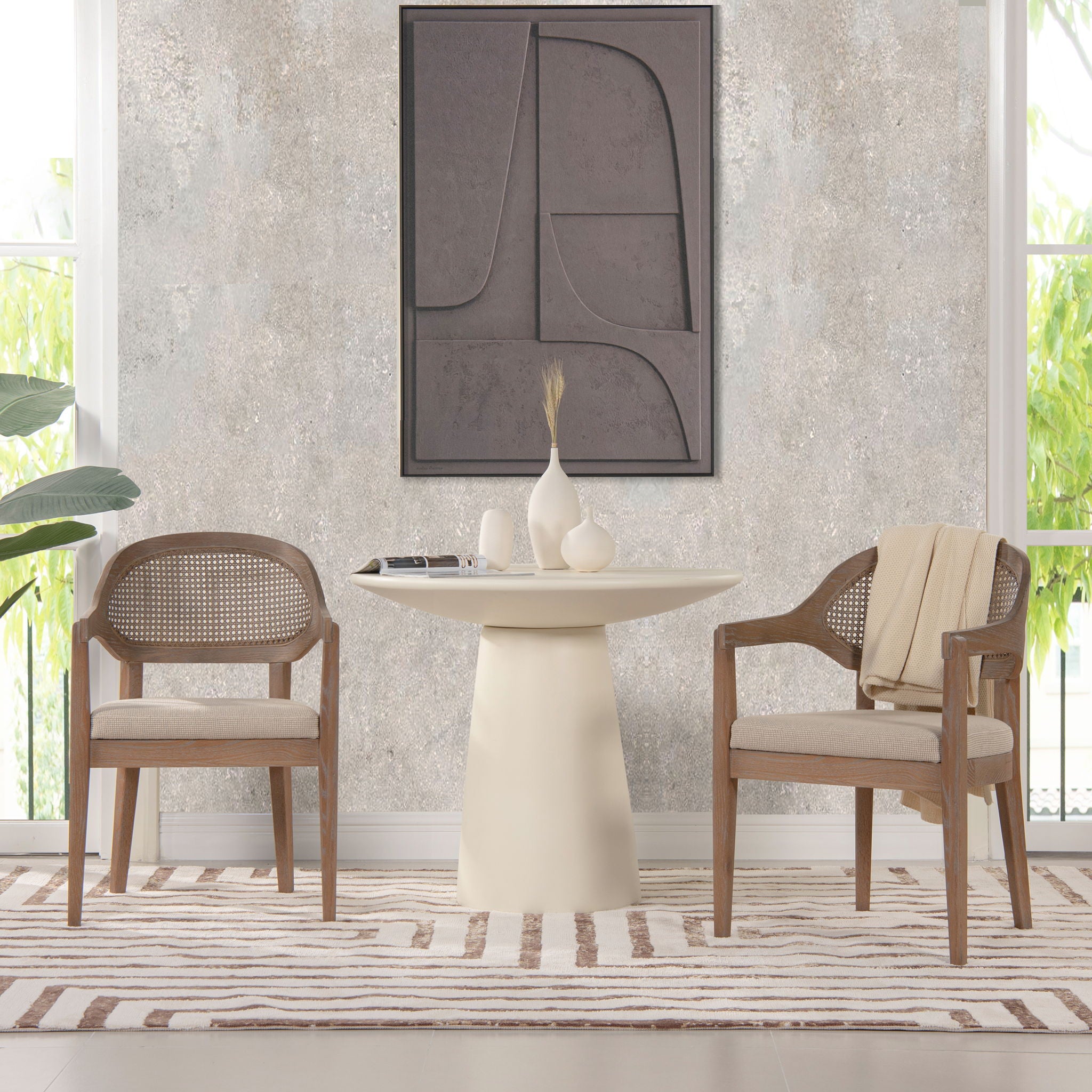 Americana - Mid-Century Modern Cane Back Dining Chair Textured Weave - Taupe Beige - Best Buy Furniture