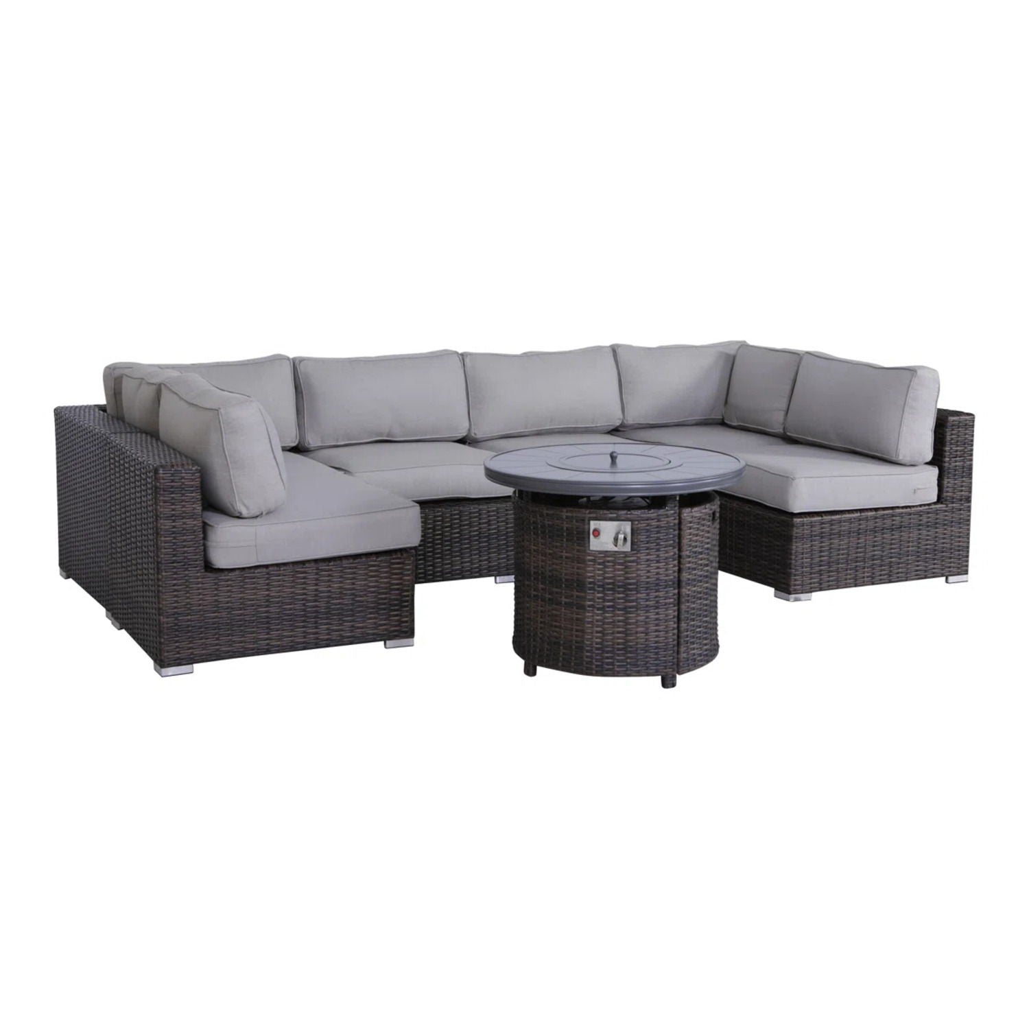 Wicker Outdoor Lounge Set With Cushions And Fire Pit - Best Buy Furniture