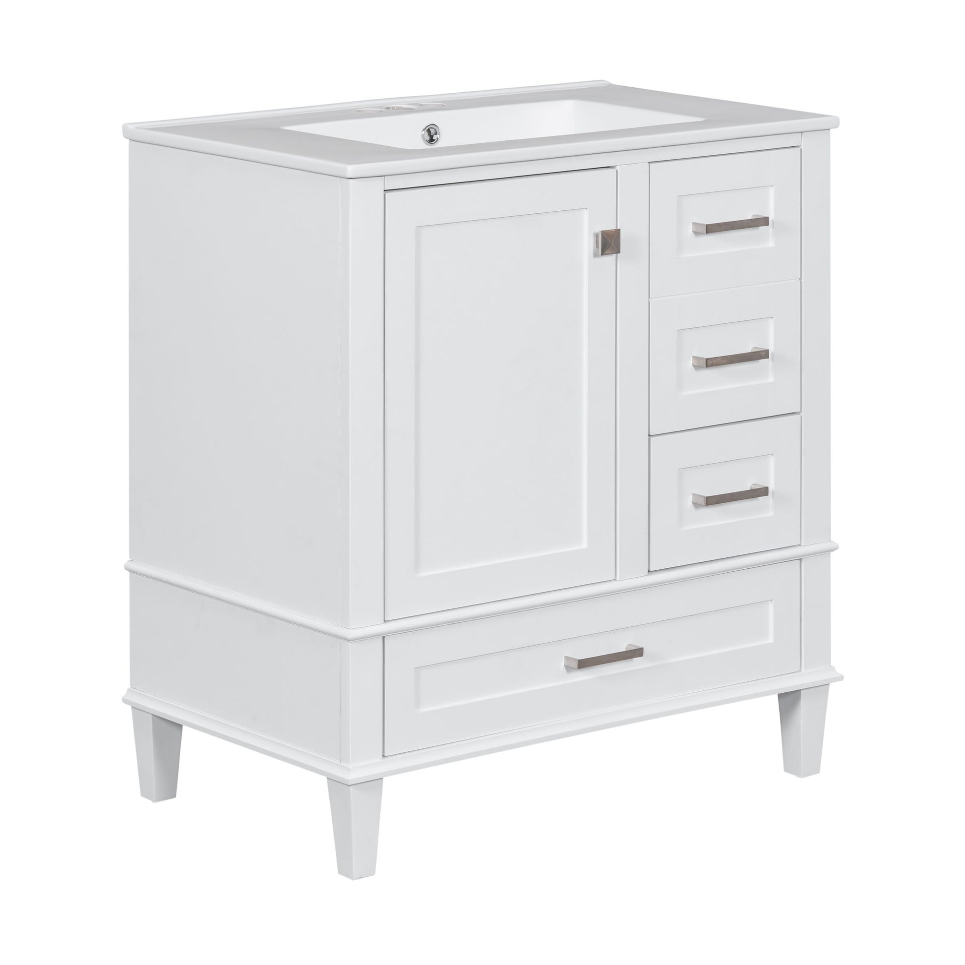 Bathroom Vanity, Modern Bathroom Cabinet With Sink Combo Set, Bathroom Storage Cabinet With A Soft Closing Door And 3 Drawers, Solid Wood Frame - Best Buy Furniture