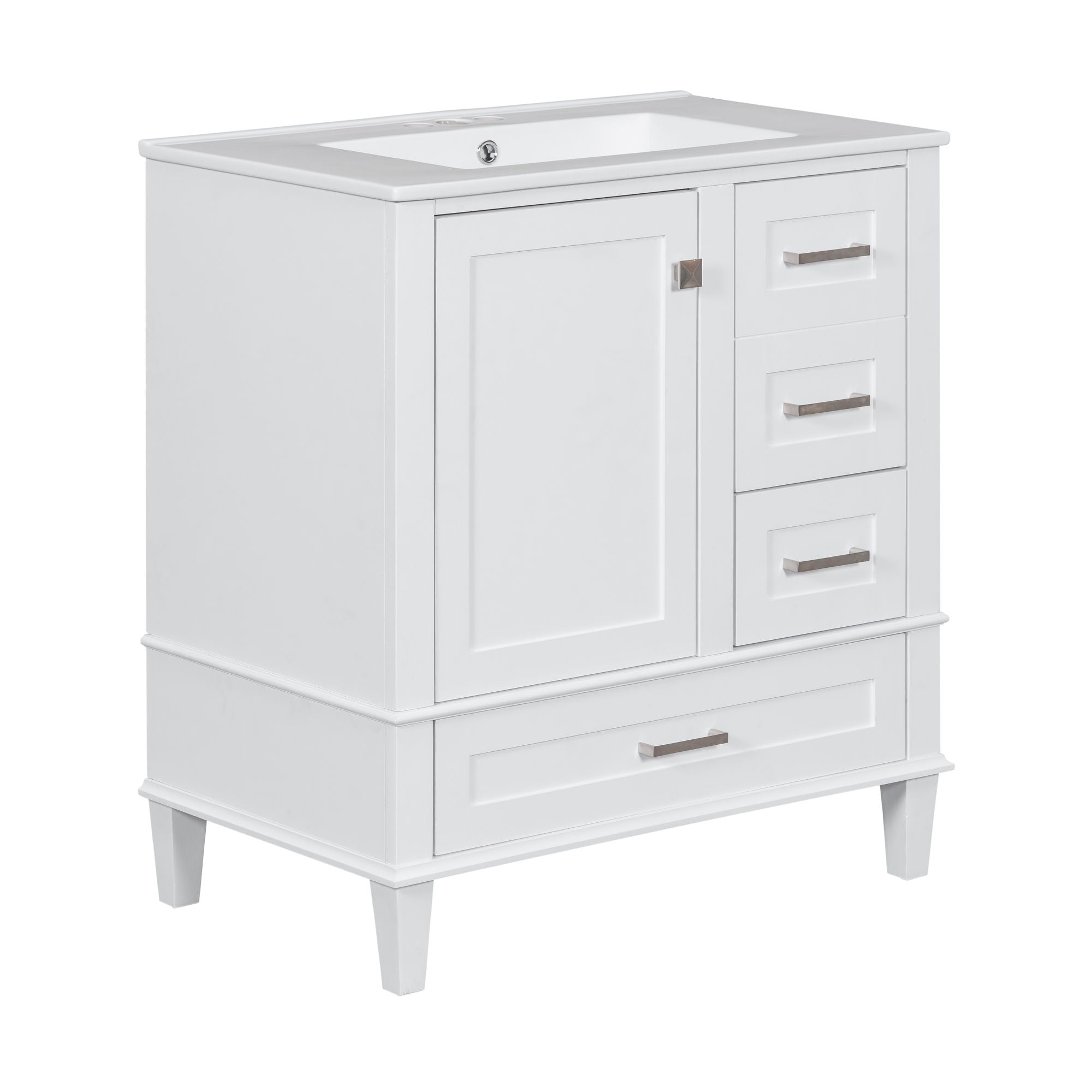 Bathroom Vanity, Modern Bathroom Cabinet With Sink Combo Set, Bathroom Storage Cabinet With A Soft Closing Door And 3 Drawers, Solid Wood Frame - Best Buy Furniture