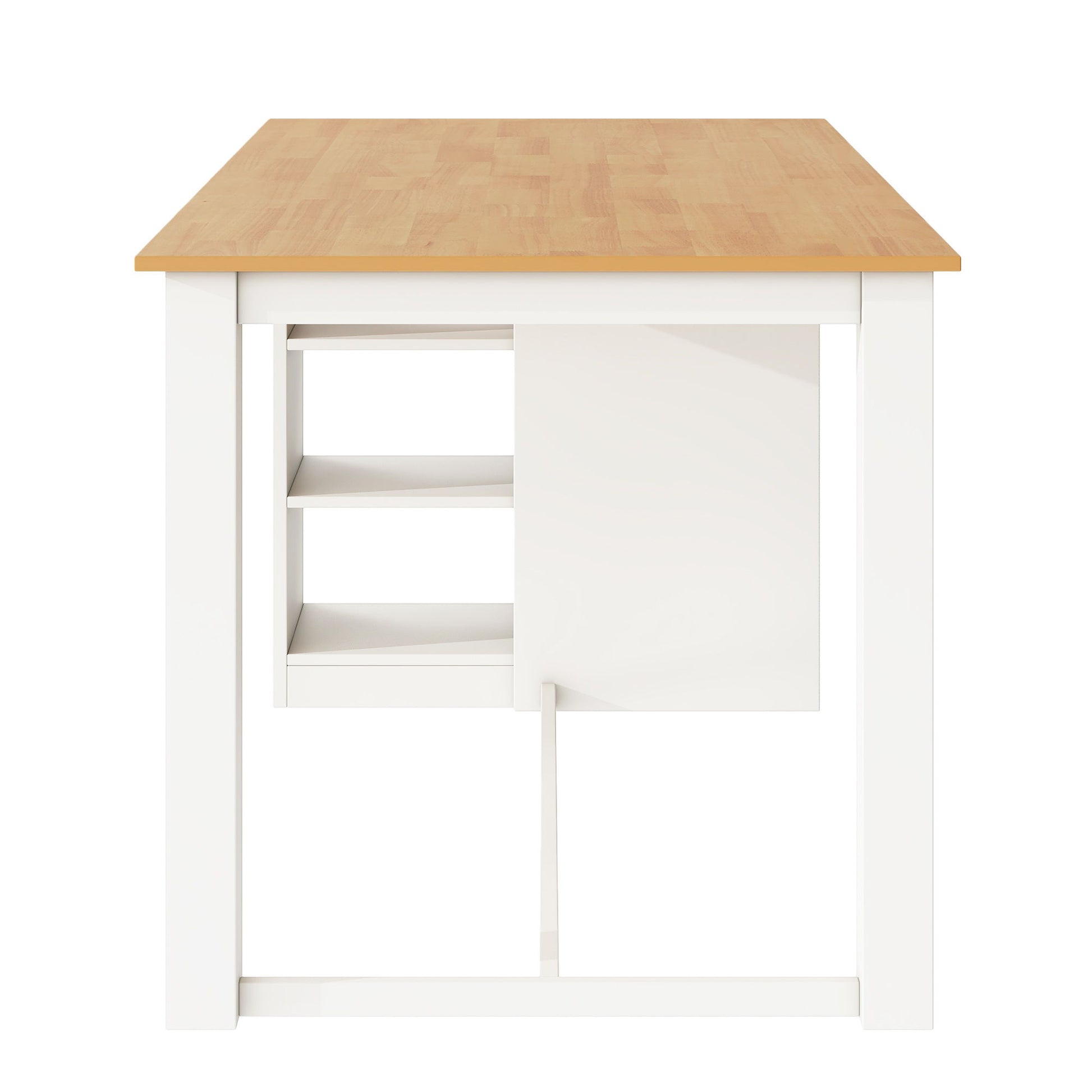 Solid Wood Farmhouse Counter Height Dining Table Set With 3 Tier Storage Shelves - Best Buy Furniture
