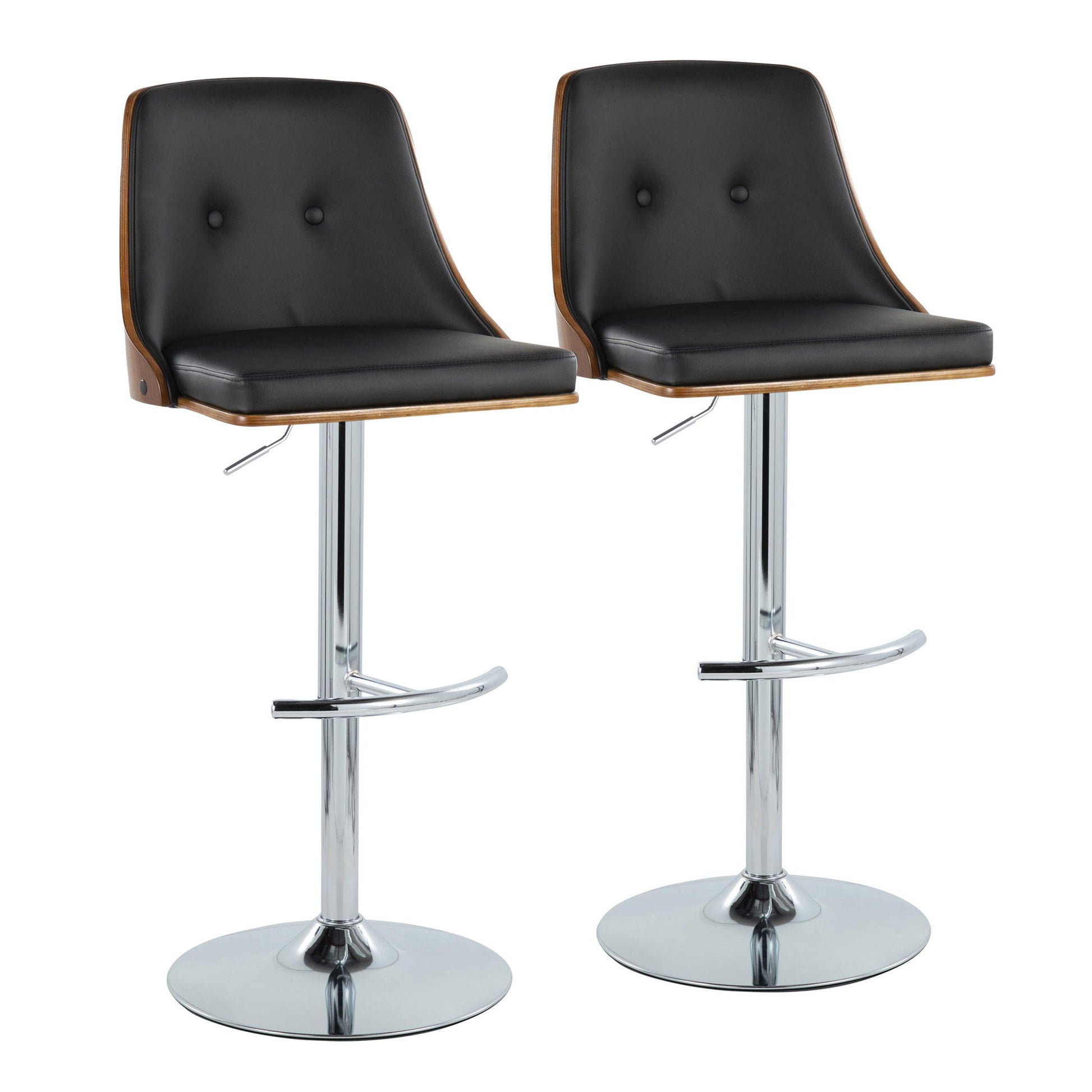 Gianna - Mid Century Modern Adjustable Barstool With Swivel With Rounded T Footrest (Set of 2) - Best Buy Furniture