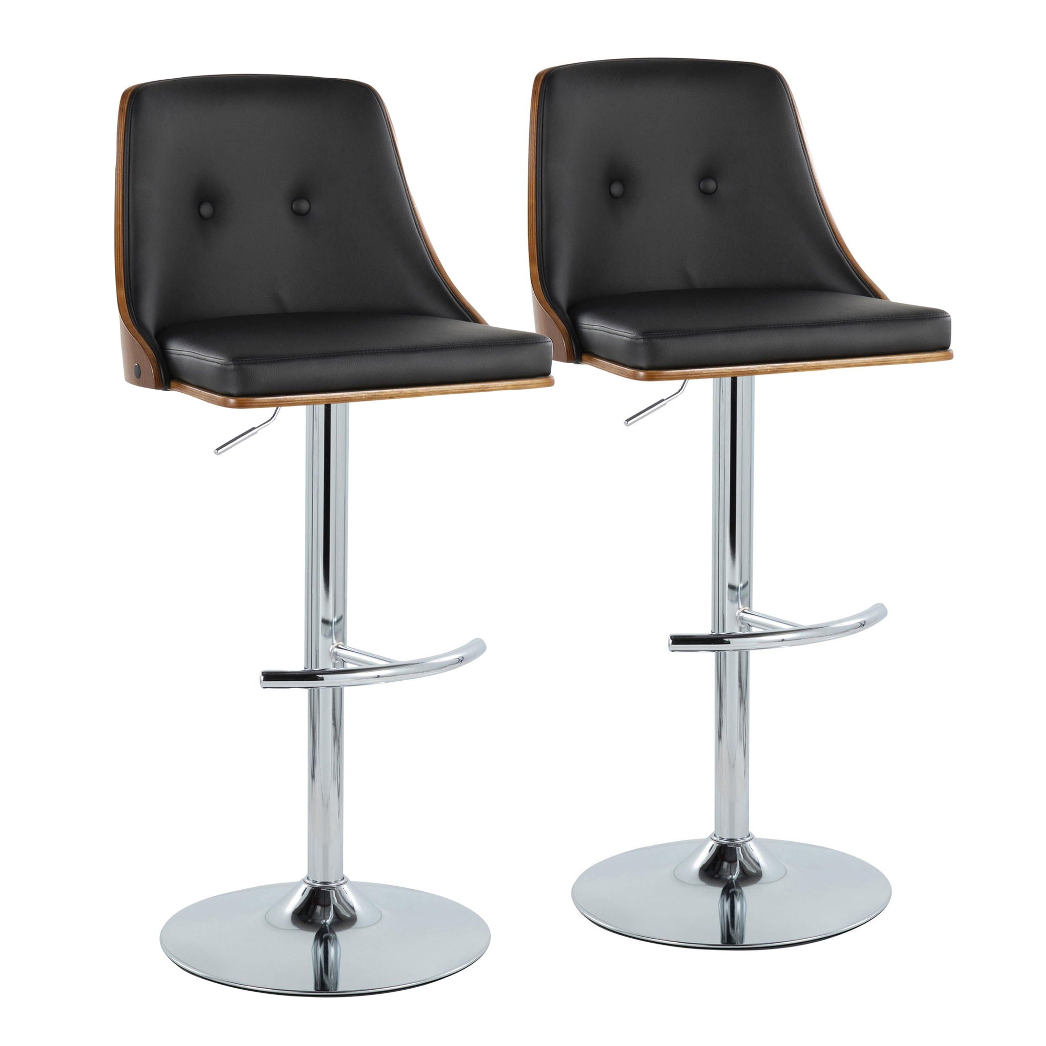 Gianna - Mid Century Modern Adjustable Barstool With Swivel With Rounded T Footrest (Set of 2) - Best Buy Furniture