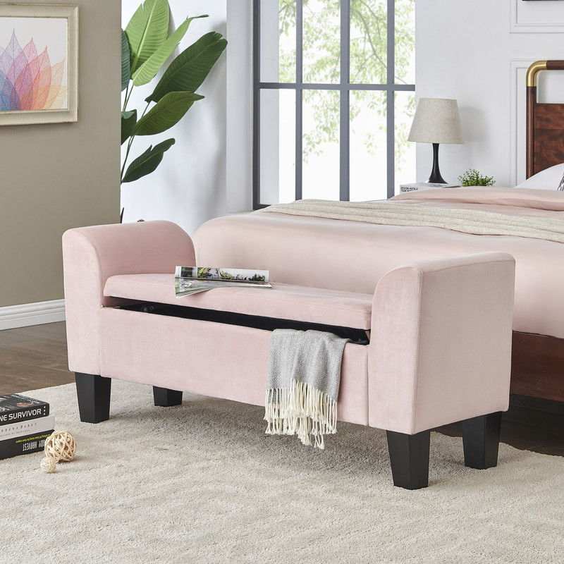 Mila - Velvet Ottoman Bench With Storage - Best Buy Furniture