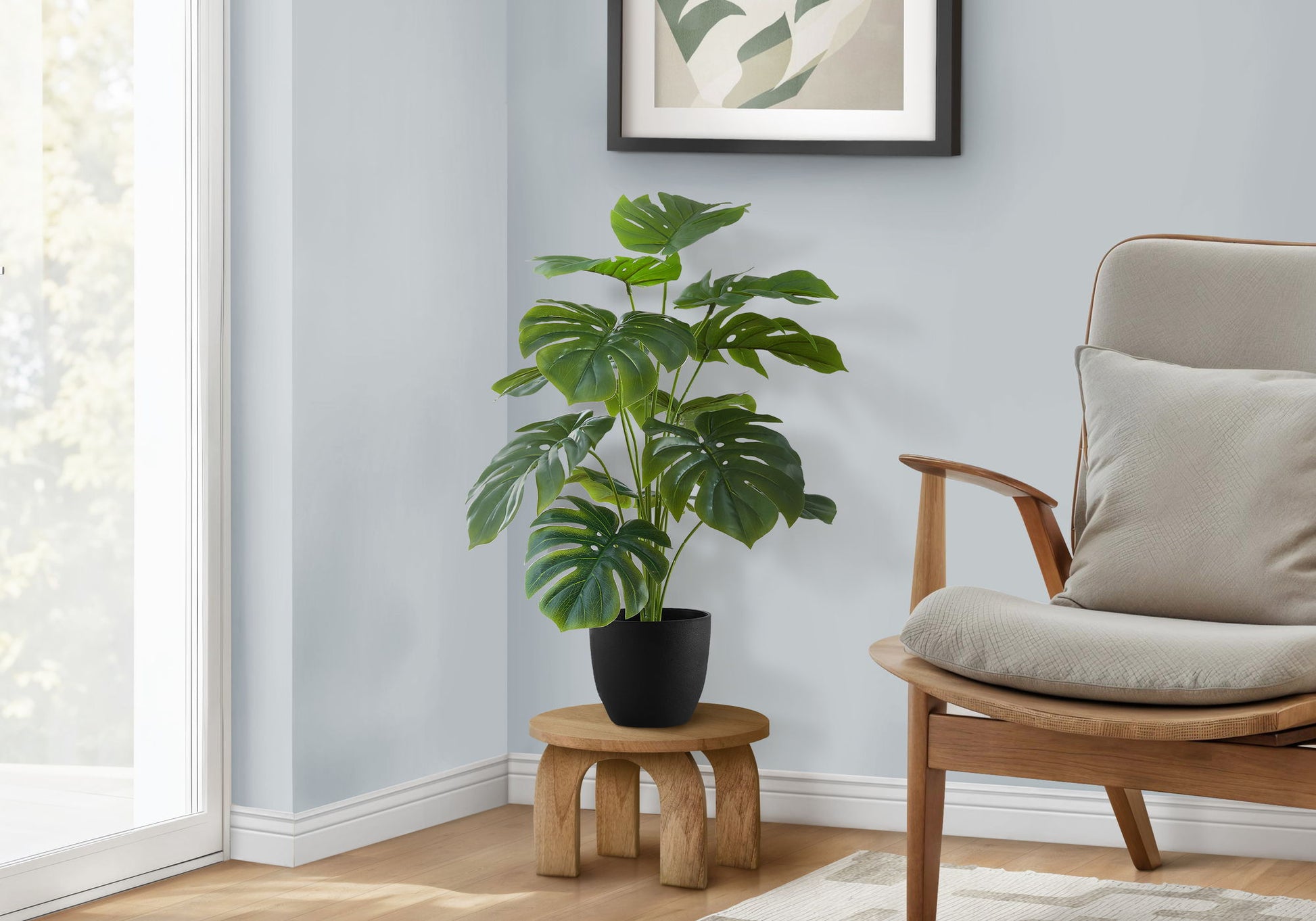 24" Tall, Artificial Plant, Monstera, Indoor, Faux, Fake, Table, Greenery, Potted, Real Touch, Decorative - Green / Black - Best Buy Furniture