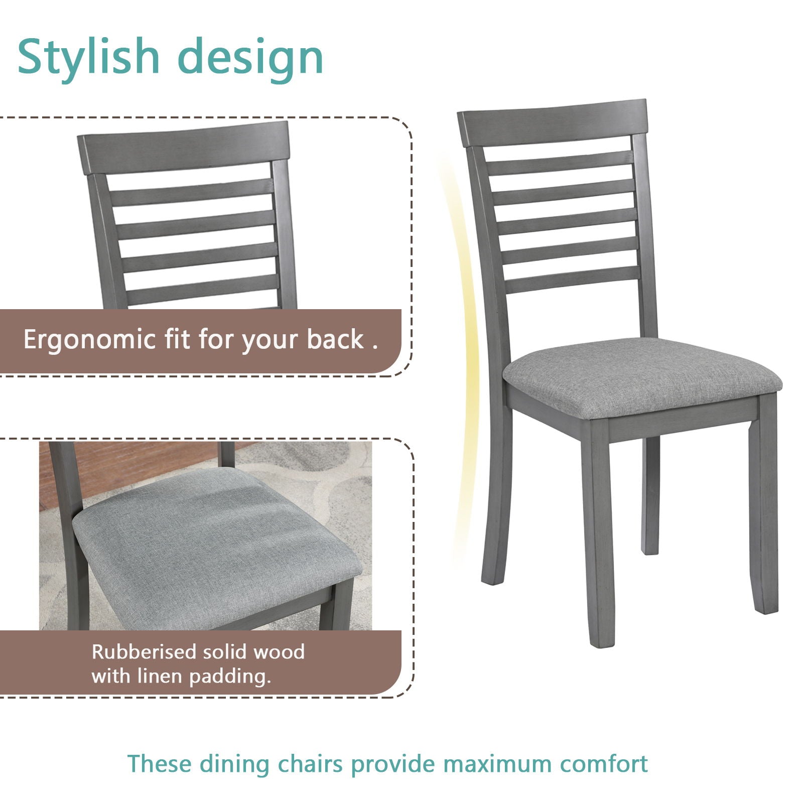 5 Pieces Modern Dining Set, Rectangular Wooden Dining Table With 4 Upholstered Chairs - Best Buy Furniture