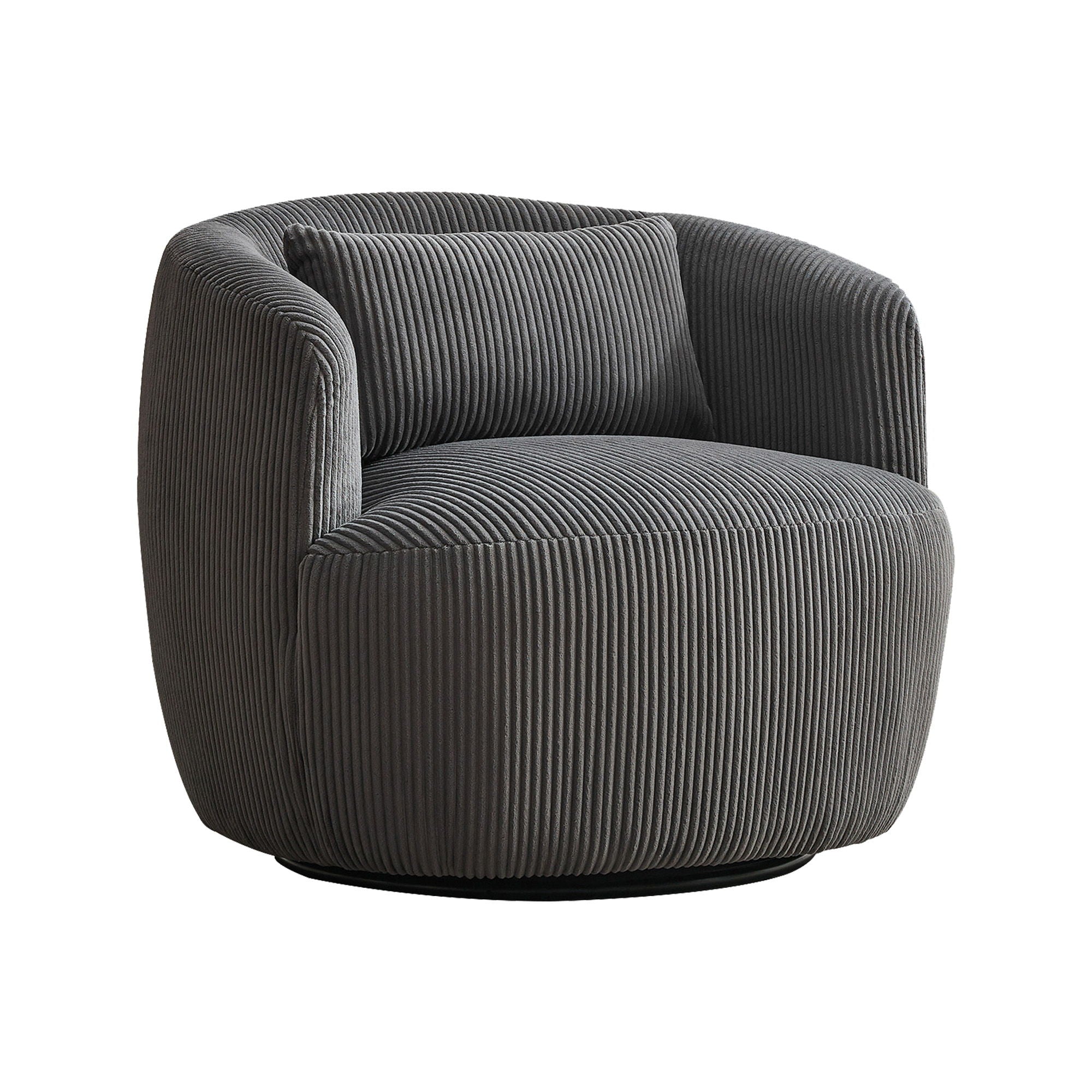 Wide Upholstered Corduroy 360° Swivel Barrel Soft Chair With Pillow - Best Buy Furniture