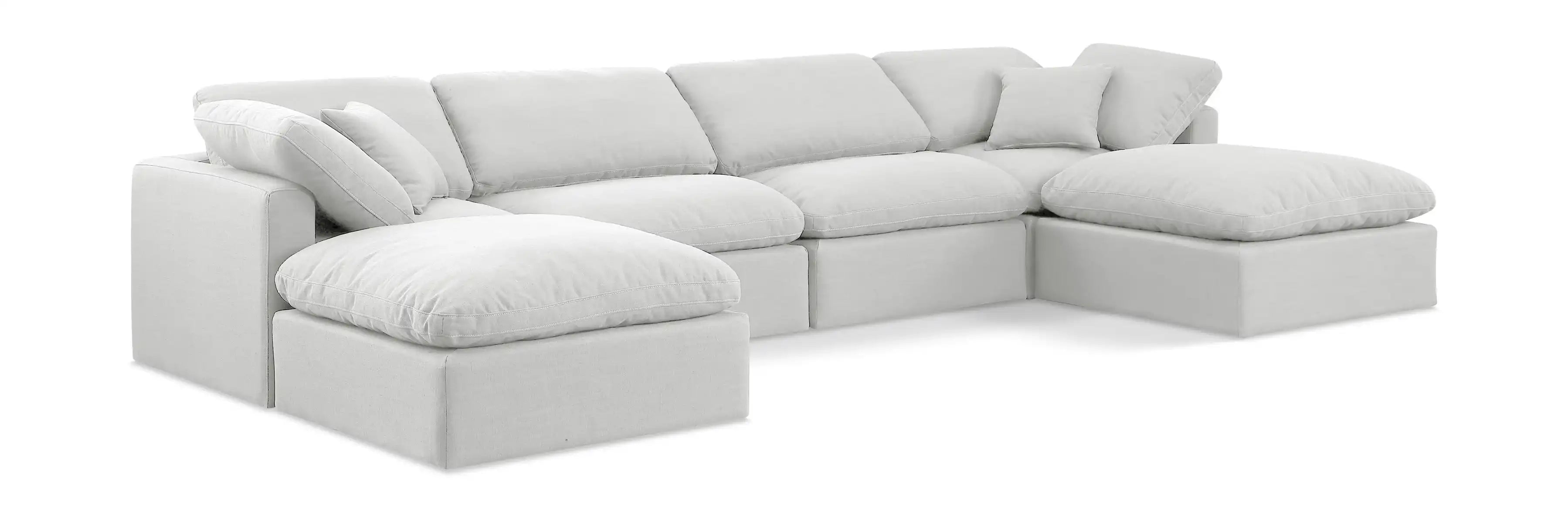 Indulge - Linen 6 Piece Modular Double Chaise Sectional - White - Best Buy Furniture