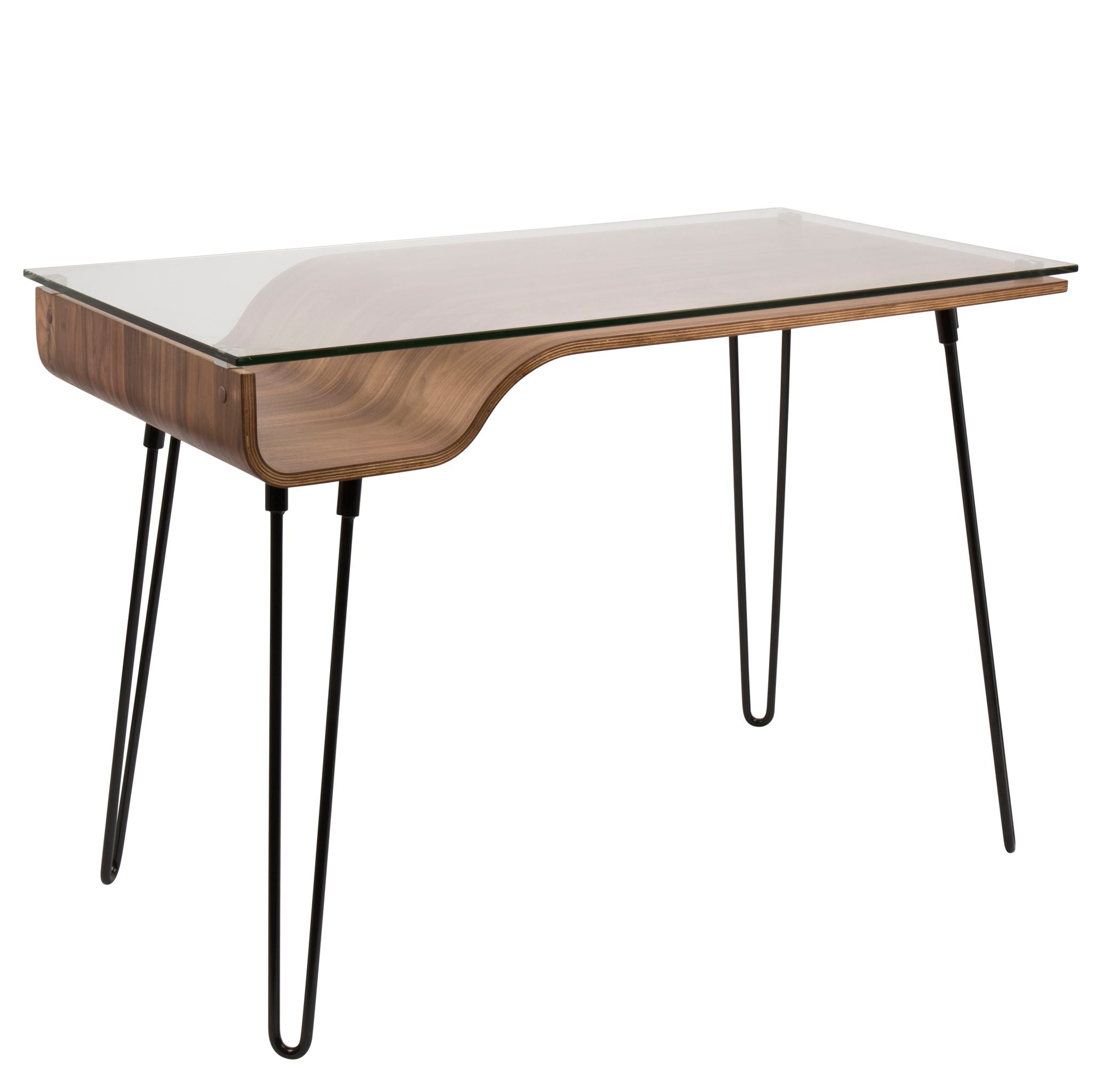 Avery - Mid-Century Modern Desk - Walnut / Clear / Black - Best Buy Furniture