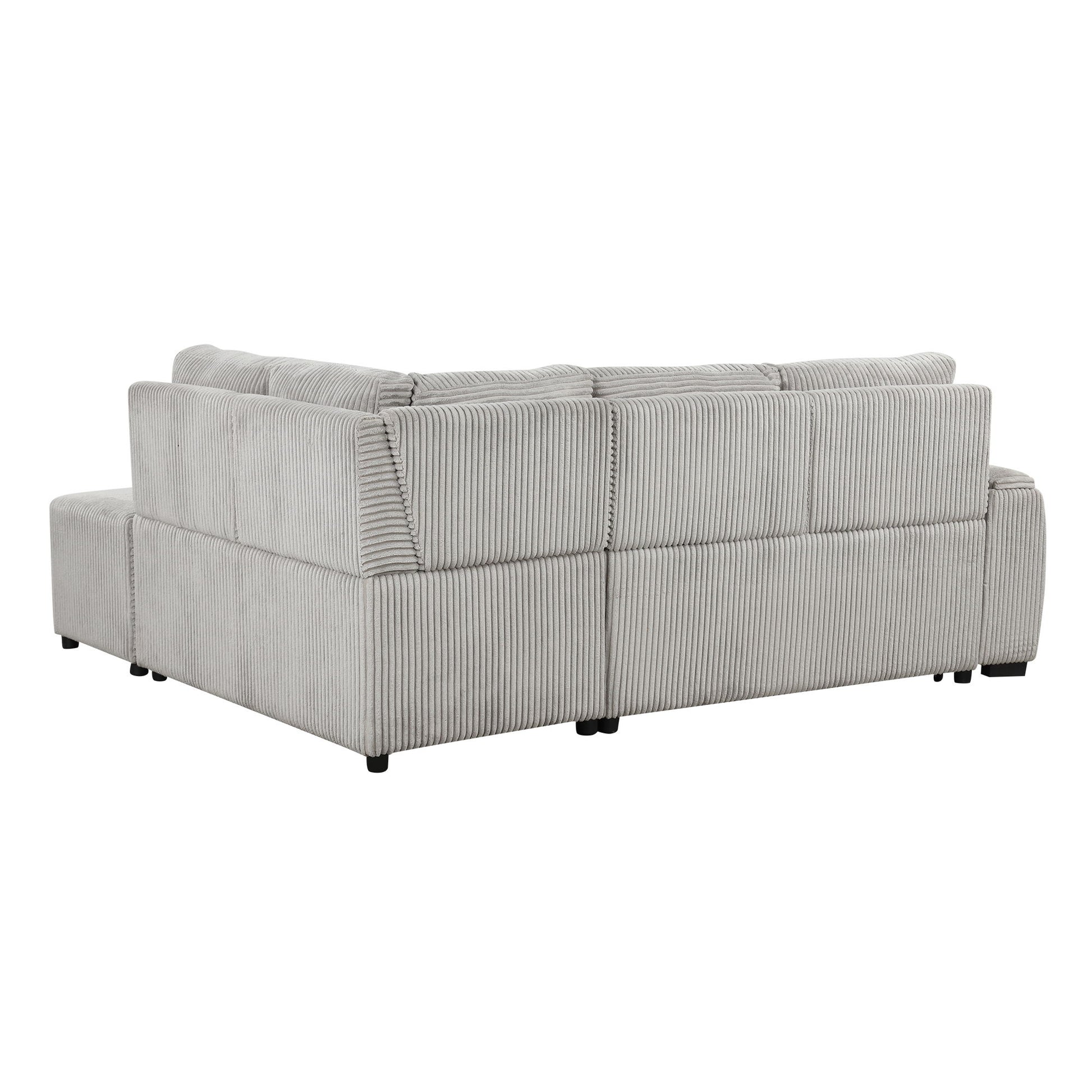 Pull-Out L-Shaped Sectional Sofa With Movable Ottoman And Stool, Large Storage Space, A Cup Holder, And 2 USB Ports For Living Room - Best Buy Furniture