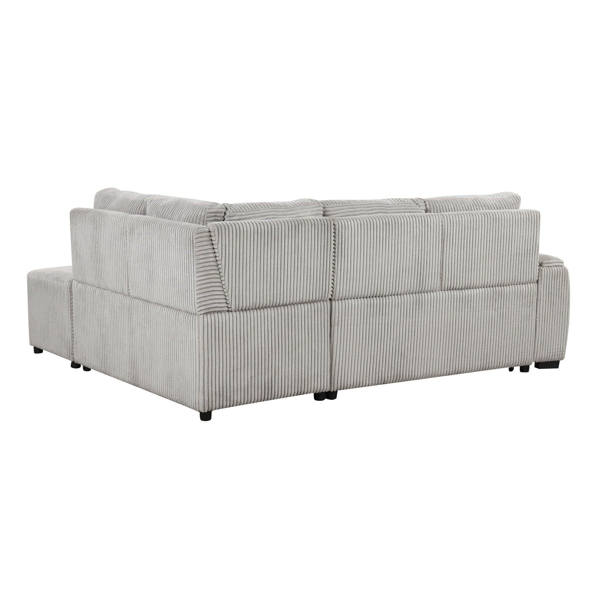 Pull-Out L-Shaped Sectional Sofa With Movable Ottoman And Stool, Large Storage Space, A Cup Holder, And 2 USB Ports For Living Room - Best Buy Furniture