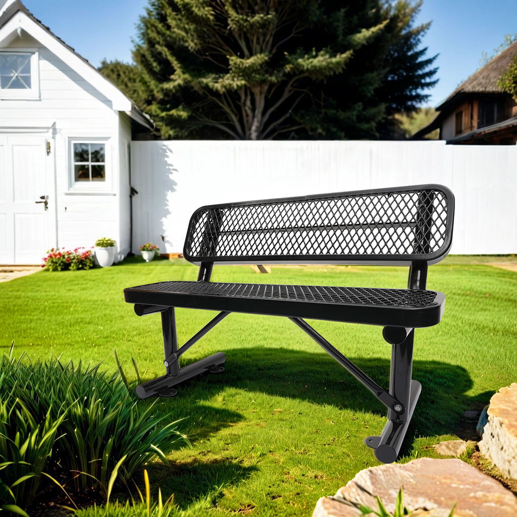 Outdoor Steel Bench With Backrest - Best Buy Furniture
