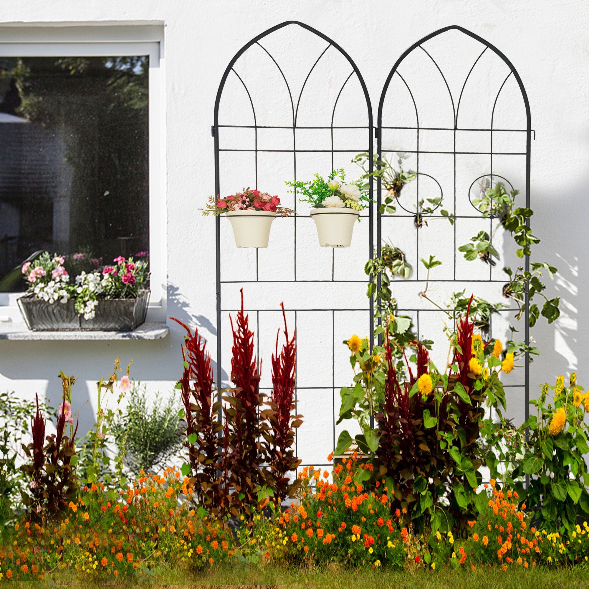 Metal Garden Trellis Rustproof Trellis For Climbing Plant, Outdoor Flower Support - Best Buy Furniture
