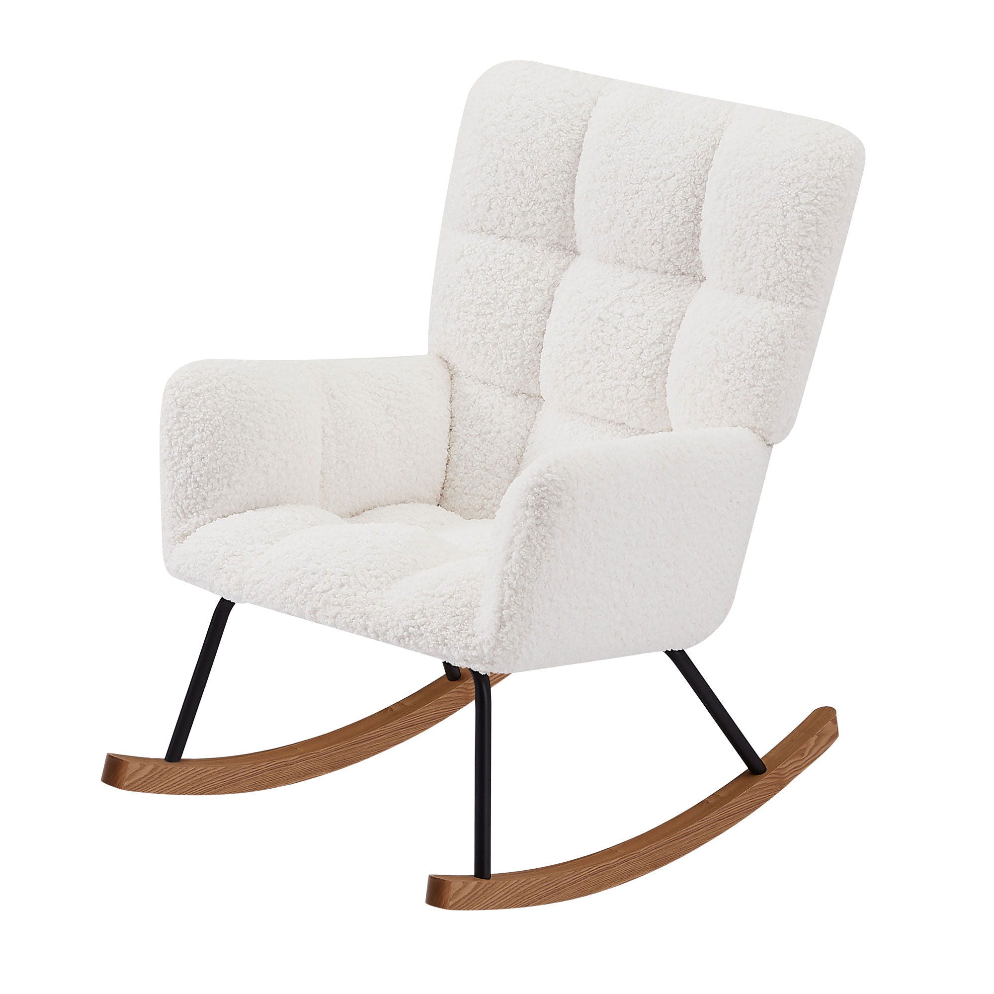 Comfy Upholstered Lounge Chair Rocking Chair With High Backrest, For Nursing Baby, Reading, Napping - Off White - Best Buy Furniture