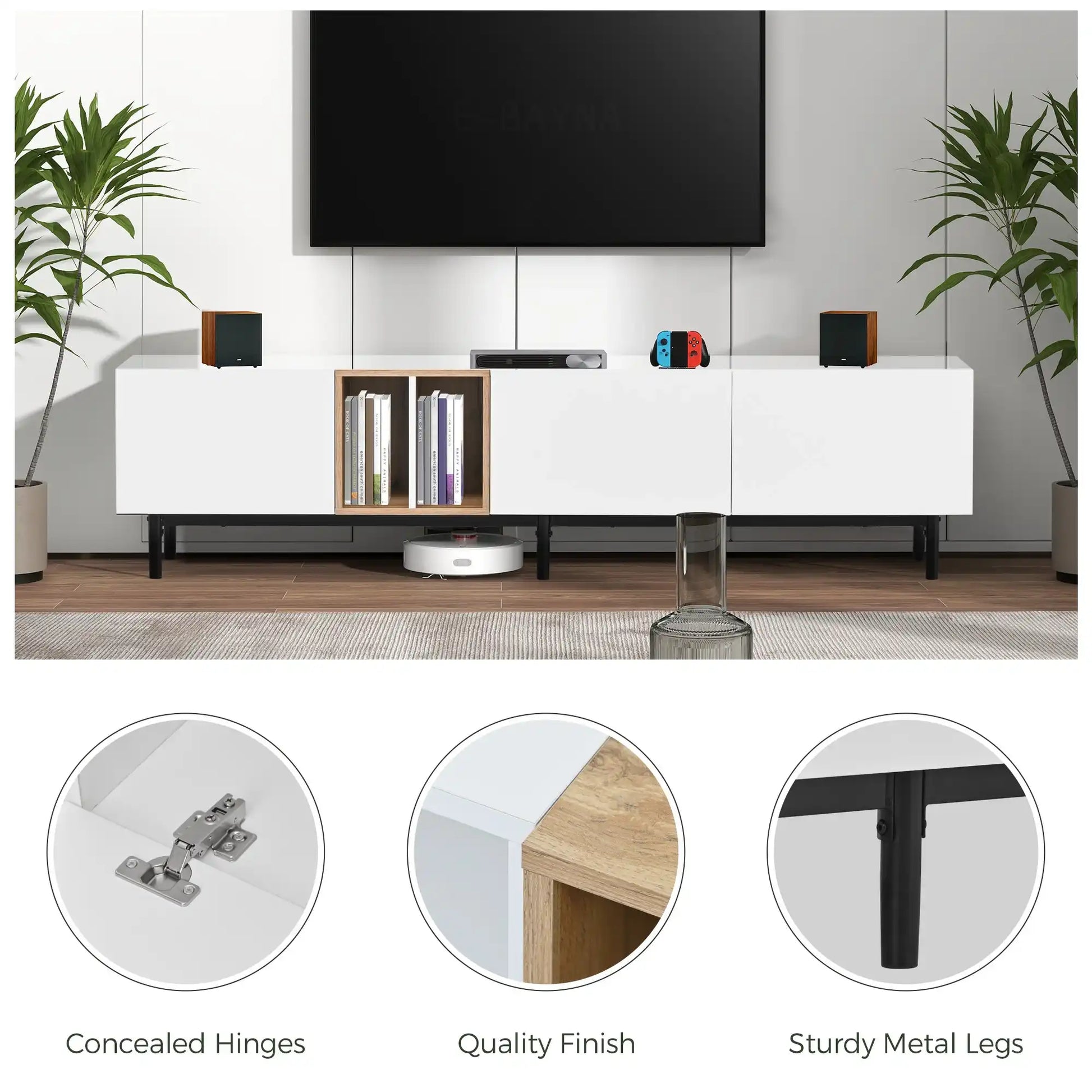 Modern TV Stand 70''with 3 Doors, Media Console Table, Entertainment Center with Large Storage Cabinet - Best Buy Furniture