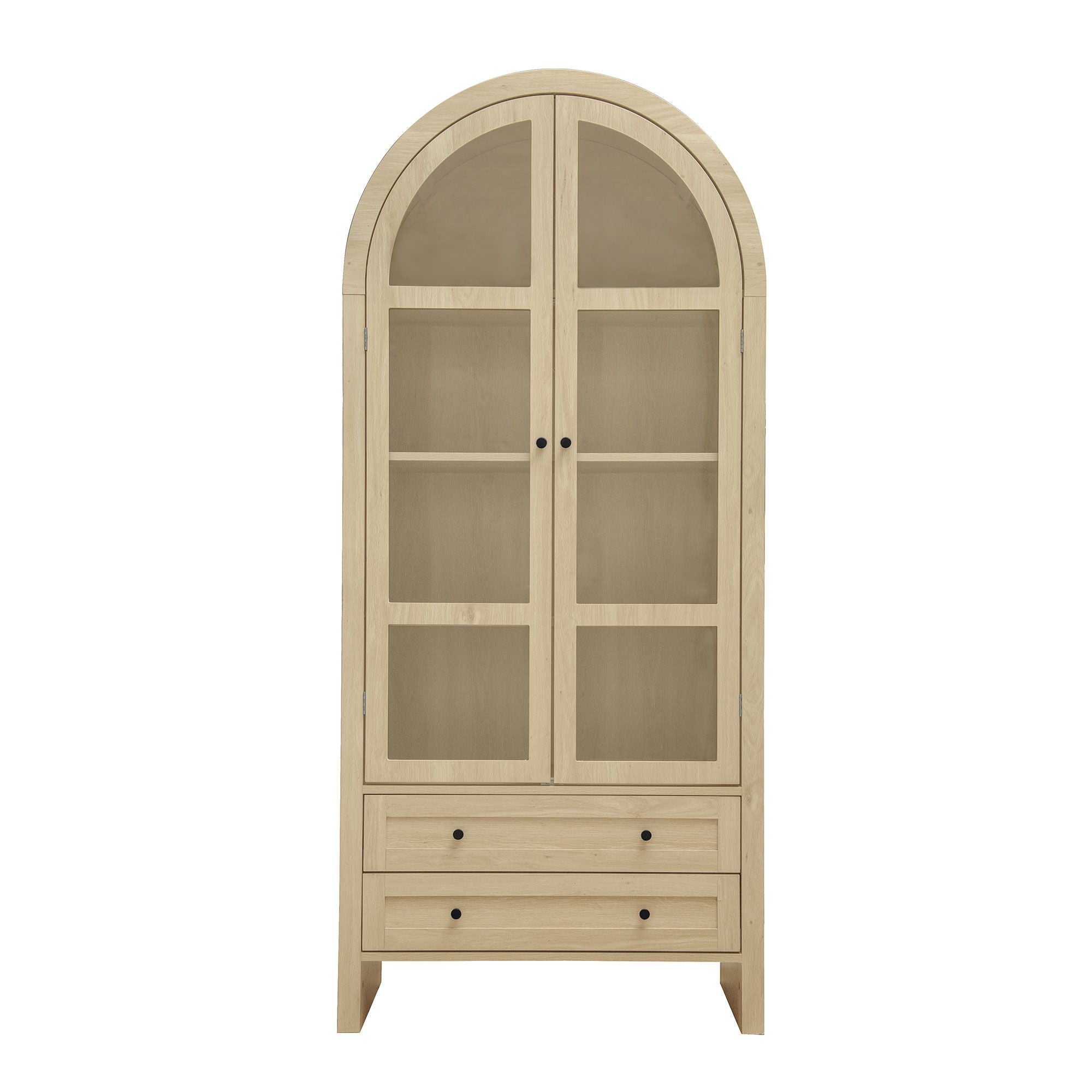 Tall Arched Kitchen Pantry, Modern Farmhouse Wood Kitchen Storage Cabinets, Arched Storage Display Cabinet With Adjustable Shelves, Versatile Cupboard For Kitchen, Dining Room, Living Room - Natural - Best Buy Furniture