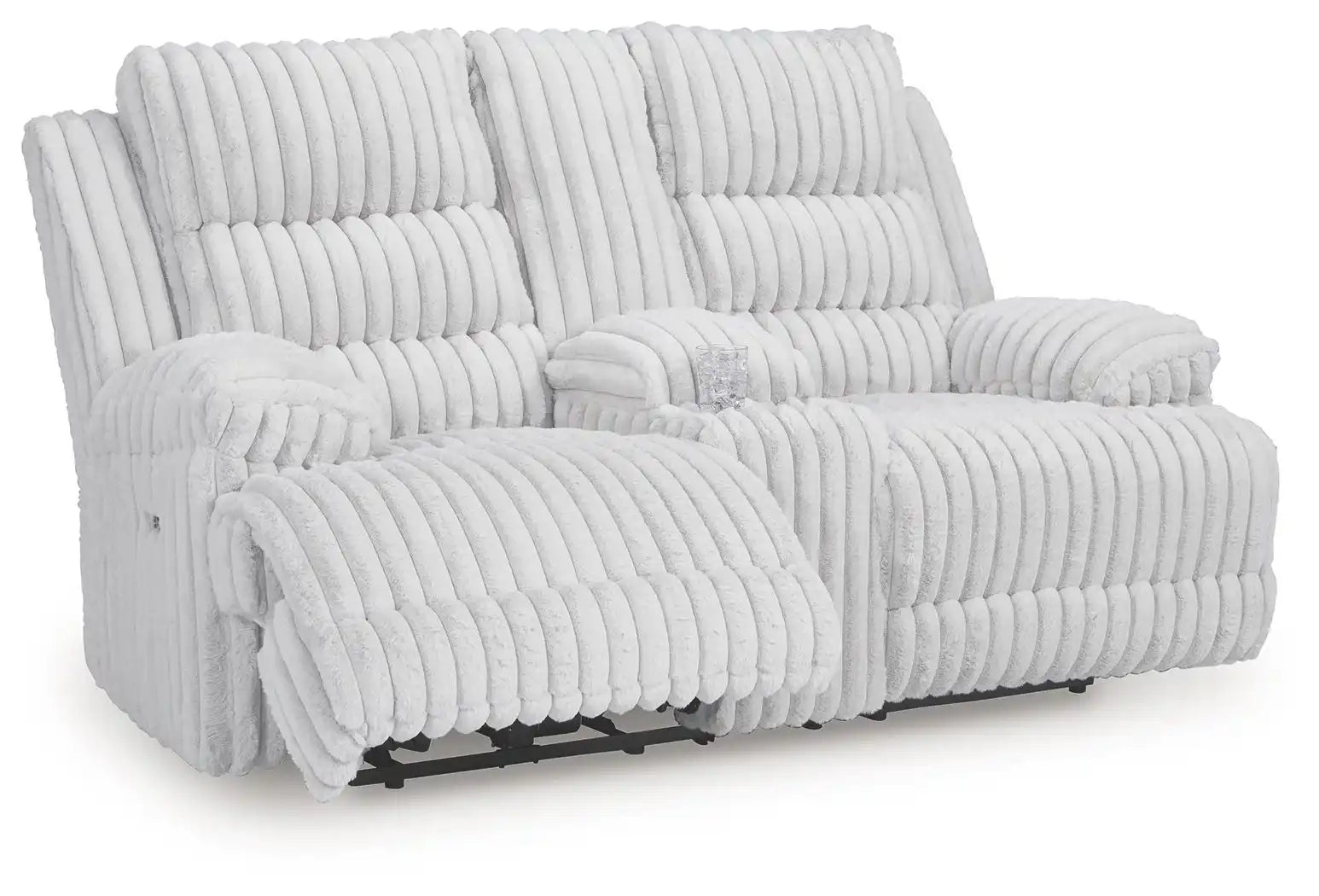 Rhines Falls - Double Reclining Power Loveseat With Console - Alloy - Best Buy Furniture
