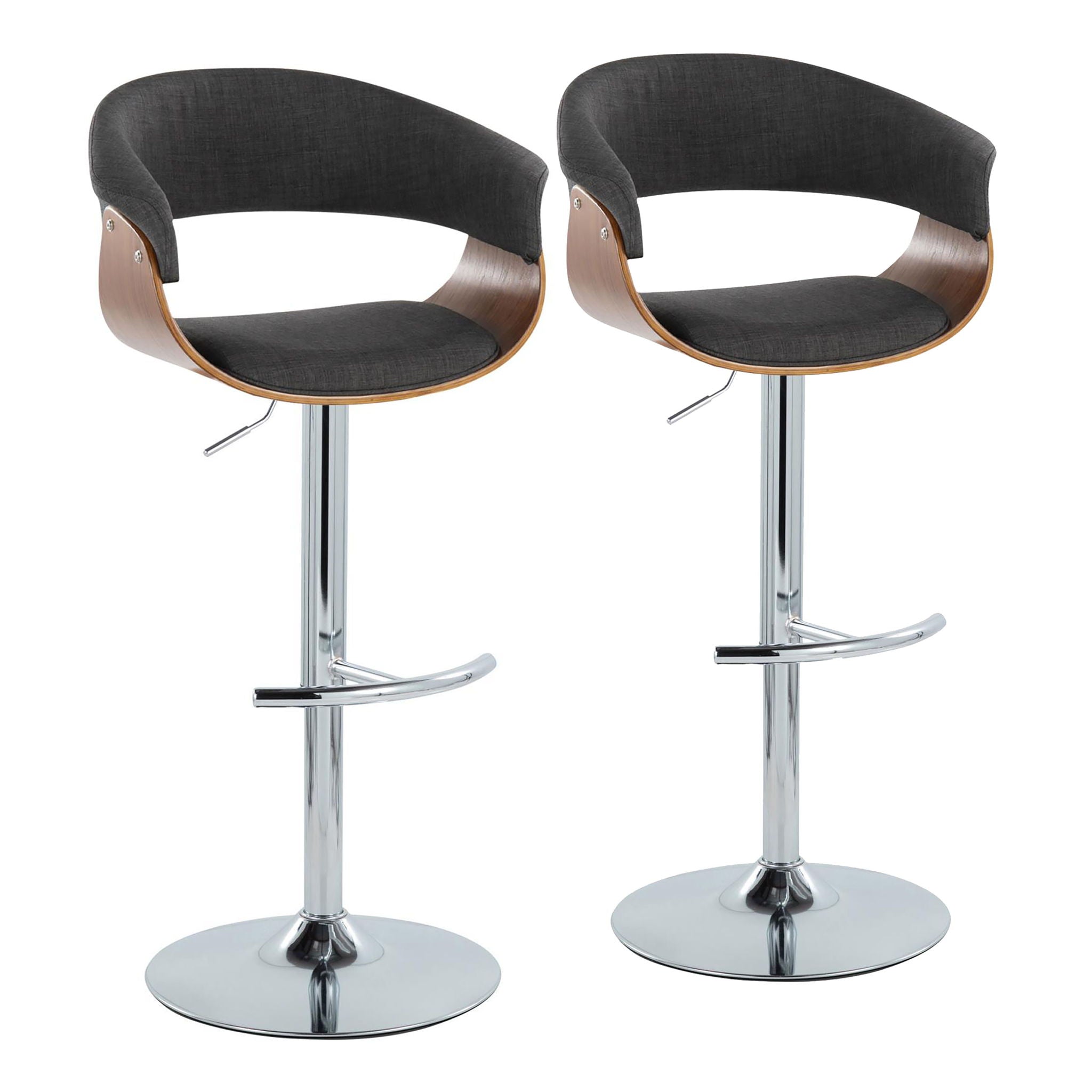 Vintage Mod - Mid Century Modern Adjustable Height Barstool With Swivel With Rounded T Footrest (Set of 2) - Best Buy Furniture