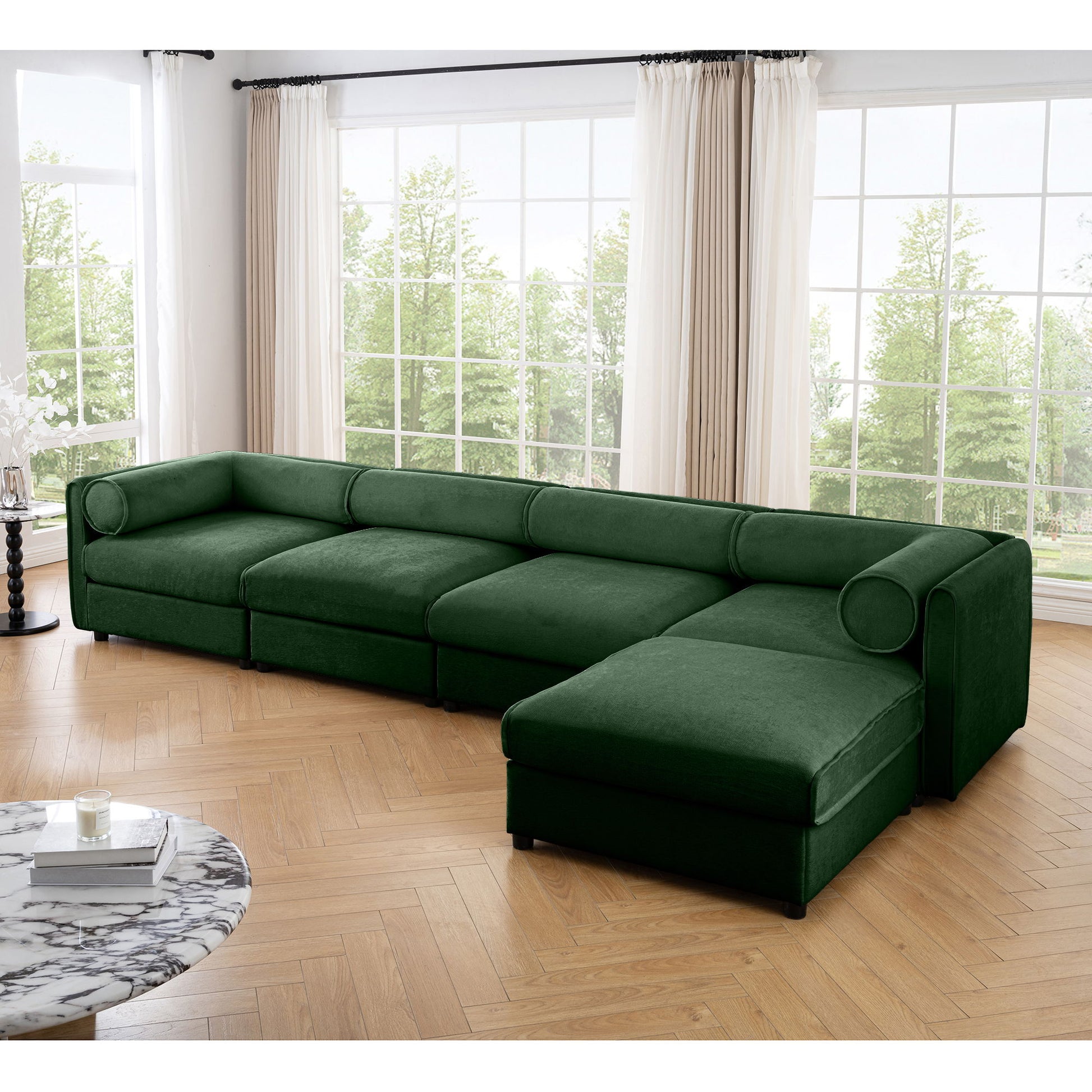 Contemporary Elegant White Chenille Sofa With Storage And Ottoman - Best Buy Furniture