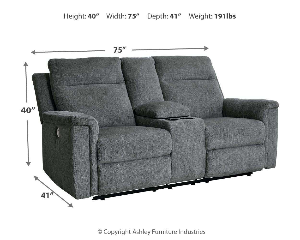Barnsana - Dbl Power Reclining Loveseat With Console - Best Buy Furniture