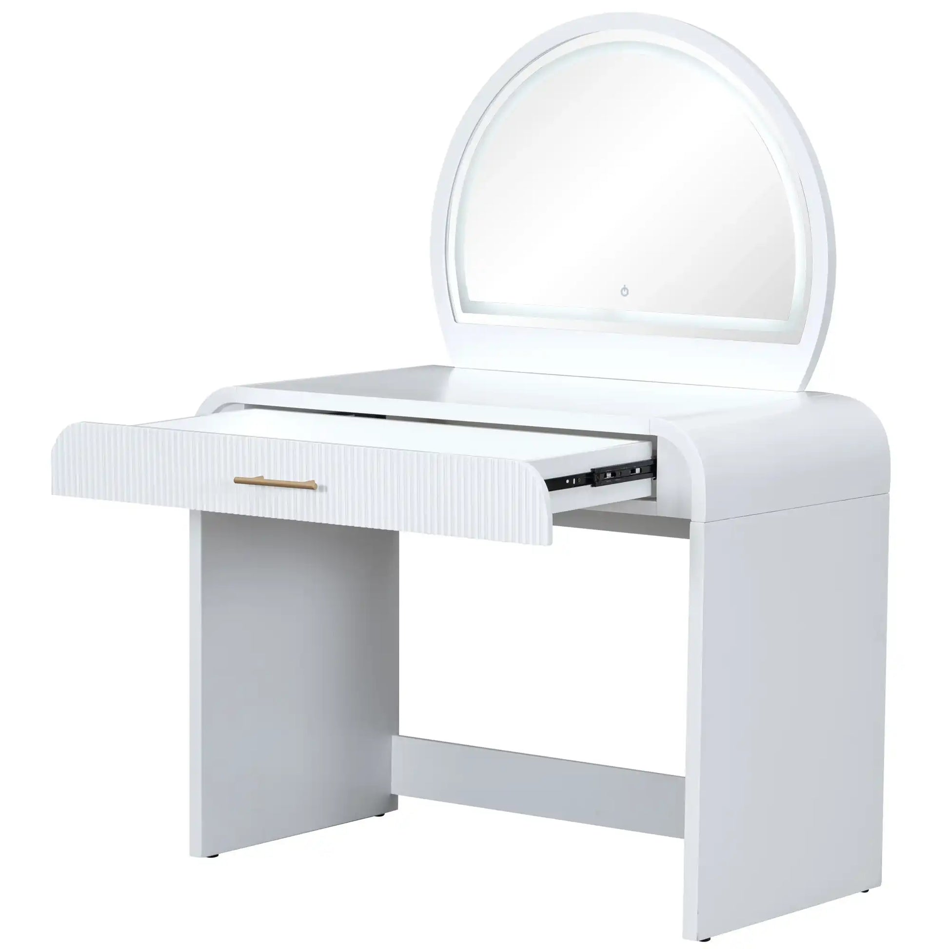 39" White Makeup Vanity Table with Touch Screen Mirror - Best Buy Furniture