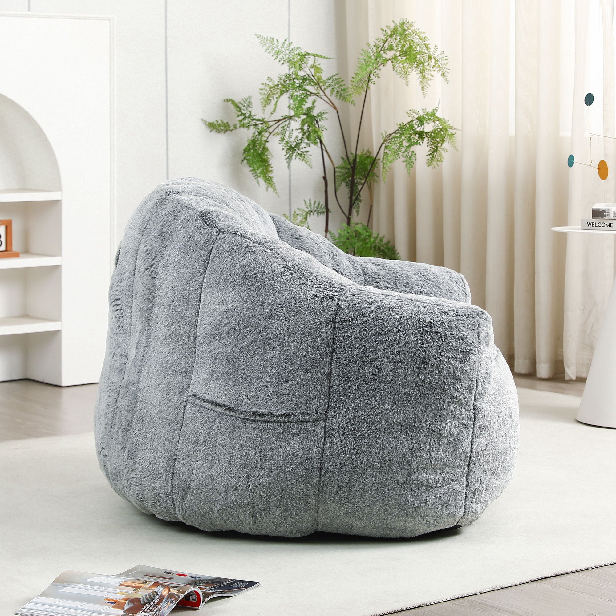 Beanbag Chair, Beanbag Sofa Chair With Armrests Stuffed High Density Foam - Best Buy Furniture