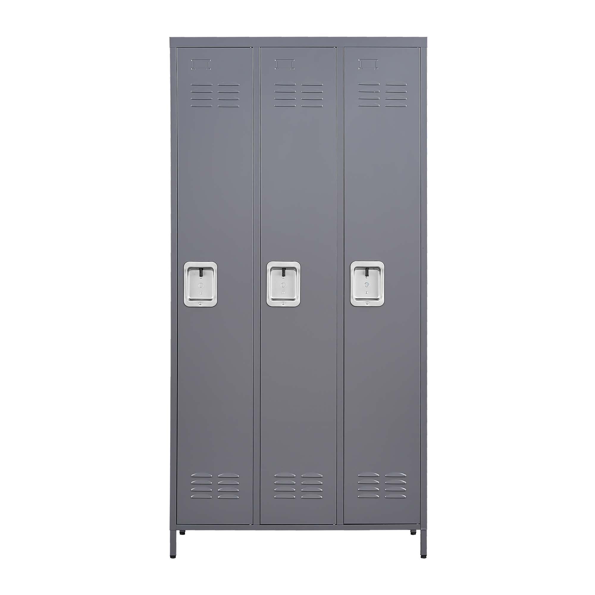 3 Door Lockers With Lock For Home, Gym, Office, School, And Garage - Gray - Best Buy Furniture