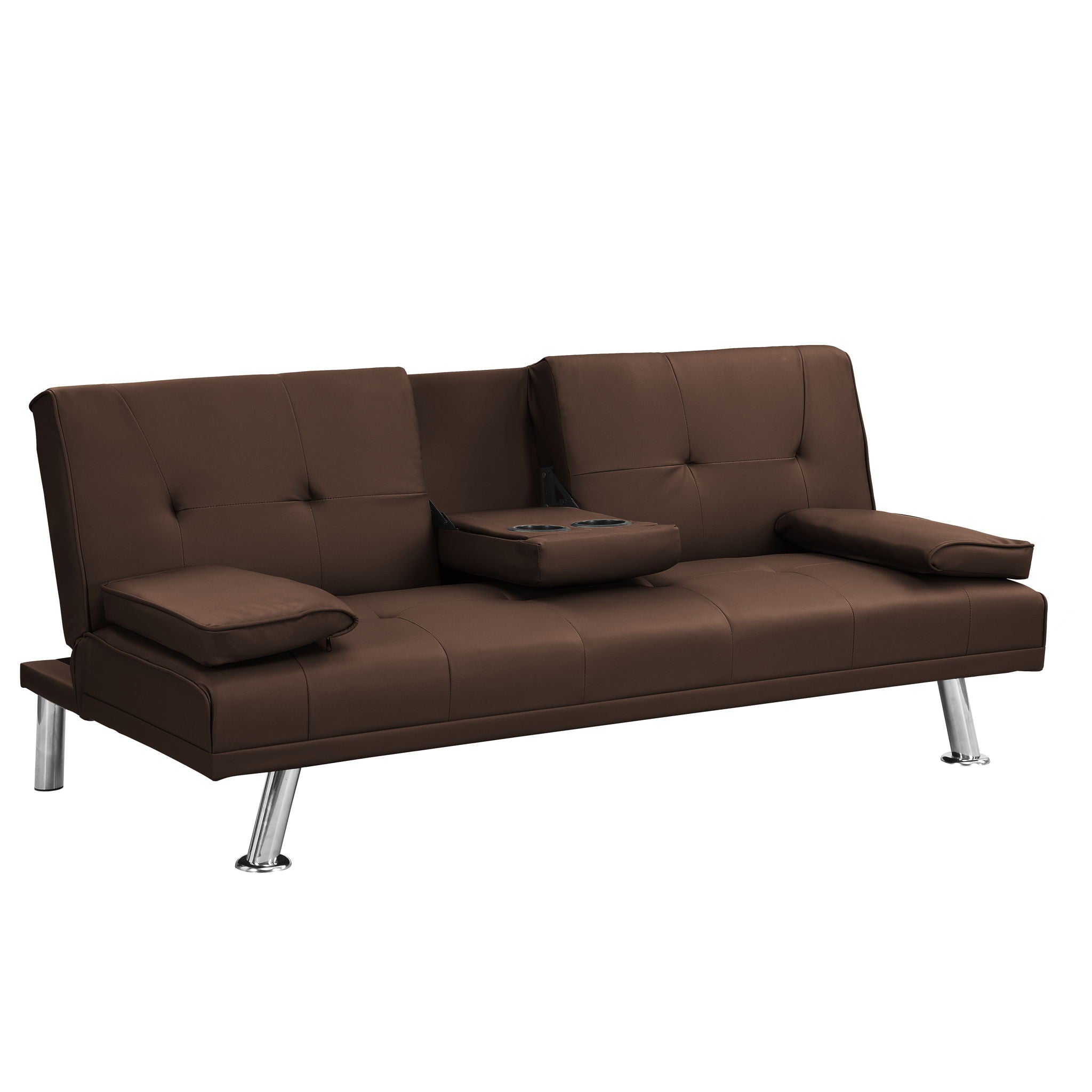 Futon Sofa Bed With Armrest Two Holders Wood Frame, Stainless Leg - Best Buy Furniture