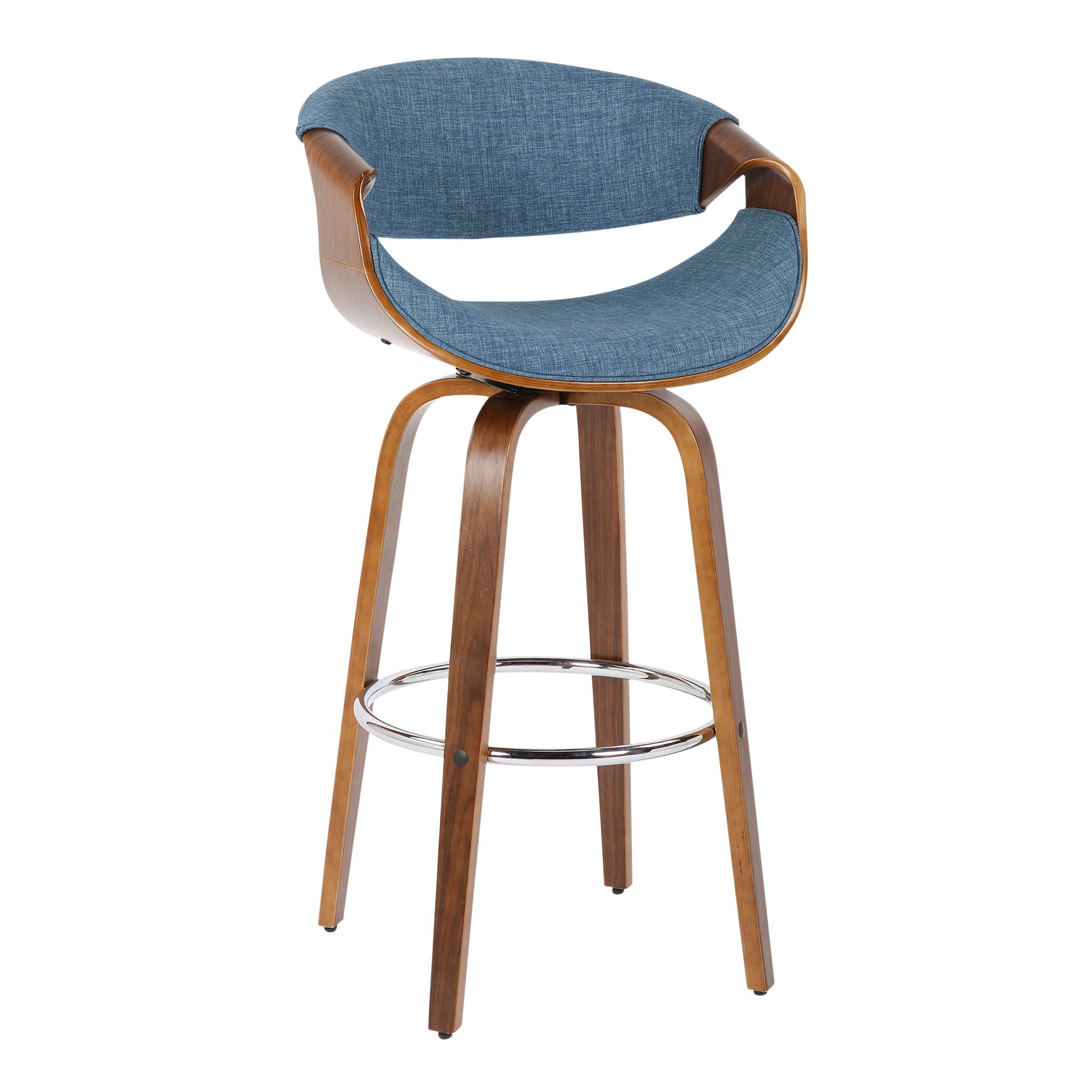 Curvini Mid - Century Modern Fixed Height Barstool With Swivel (Set of 2) - Best Buy Furniture