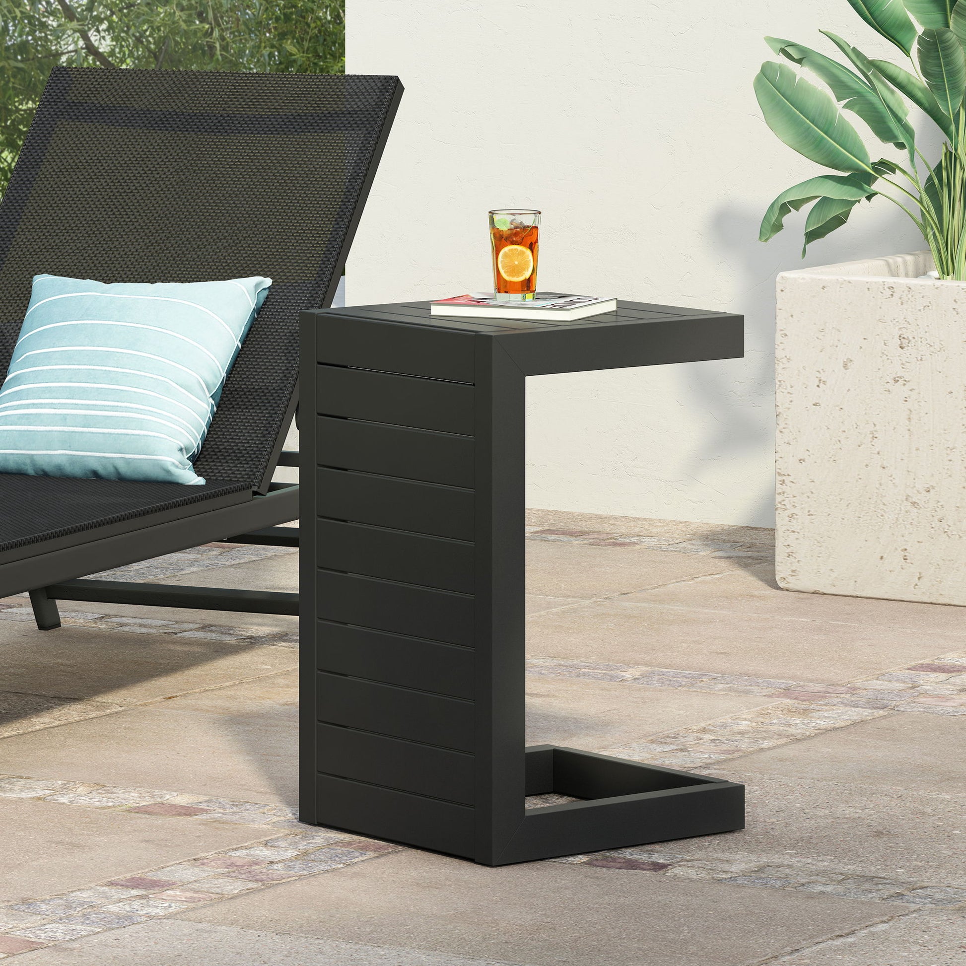 Aluminum Outdoor C - Shaped Side Table For Patio - Best Buy Furniture