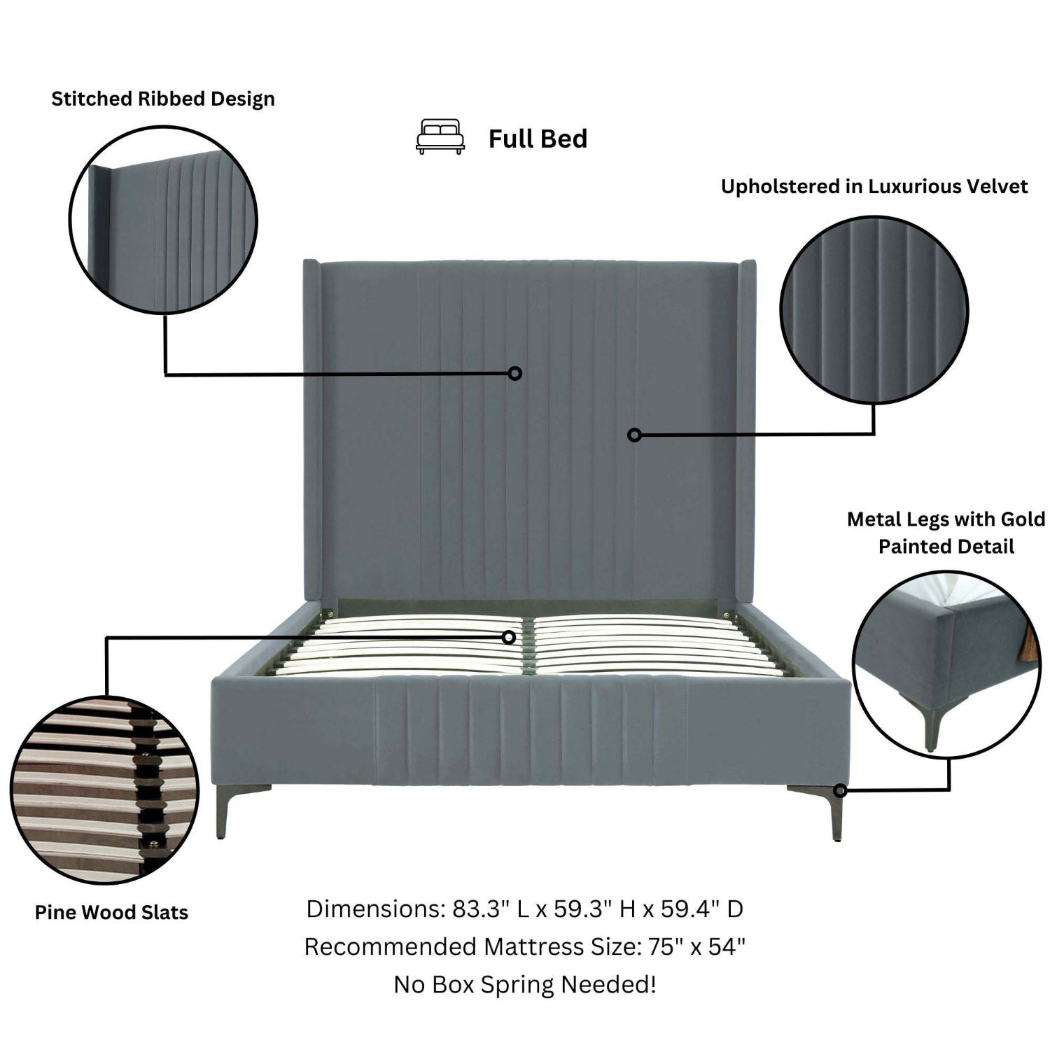 Promenade - Bed With Upholstered Headboard And Slats