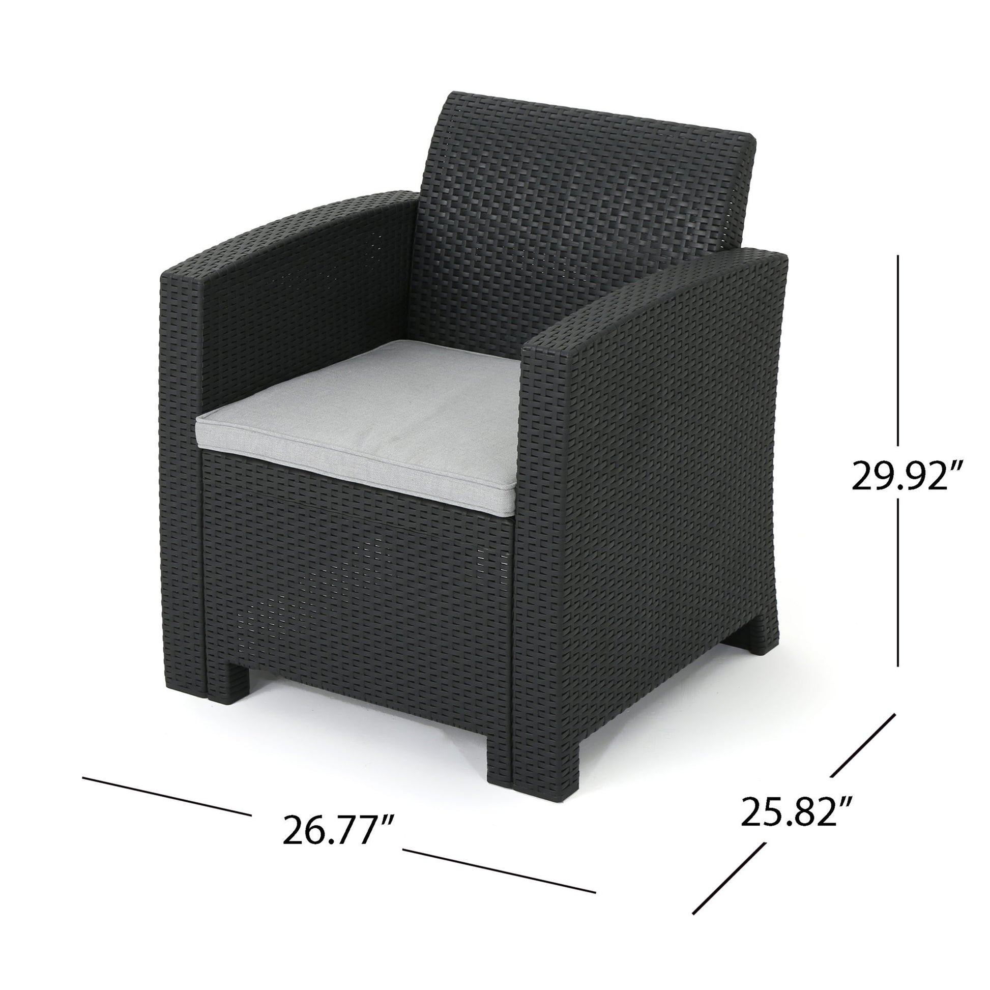 Outdoor Faux Wicker Rattan Style Chat Set With Water Resistant Cushions, 5 Pieces Set - Charcoal / Light Gray - Best Buy Furniture