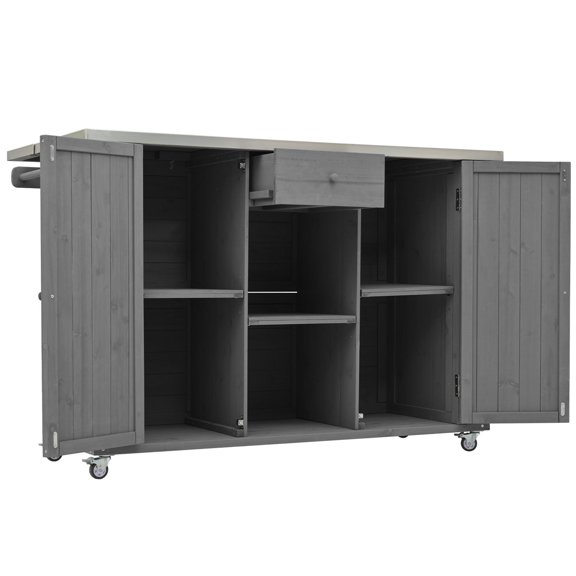 Outdoor Kitchen Island With Stainless Steel Top, Ample Storage Space, Towel And Spice Racks And A Bottle Opener - Best Buy Furniture