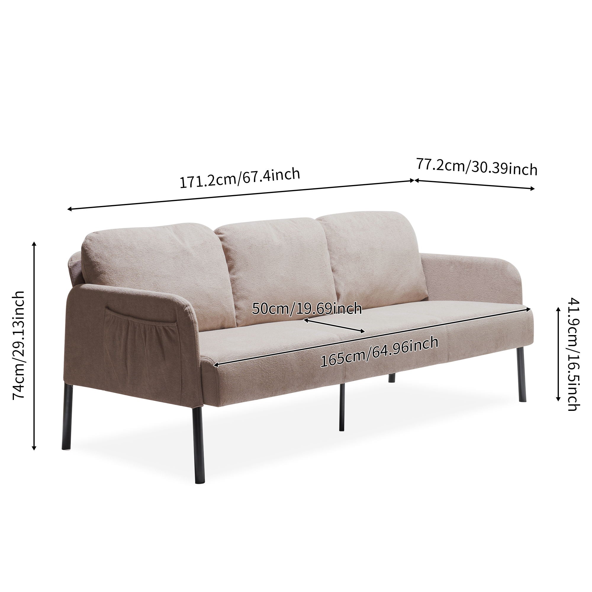 Modern L Shaped 3 Seater Sofa With Ottoman, Upholstered Couch For Small Spaces - Best Buy Furniture