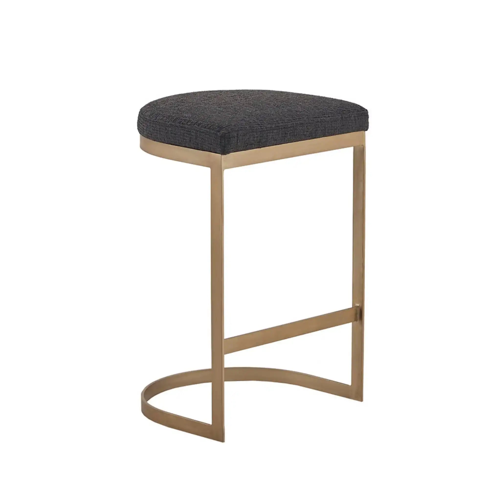 Counter Stool With Upholstered Seat, Metal Base - Charcoal / Antique Gold - Best Buy Furniture
