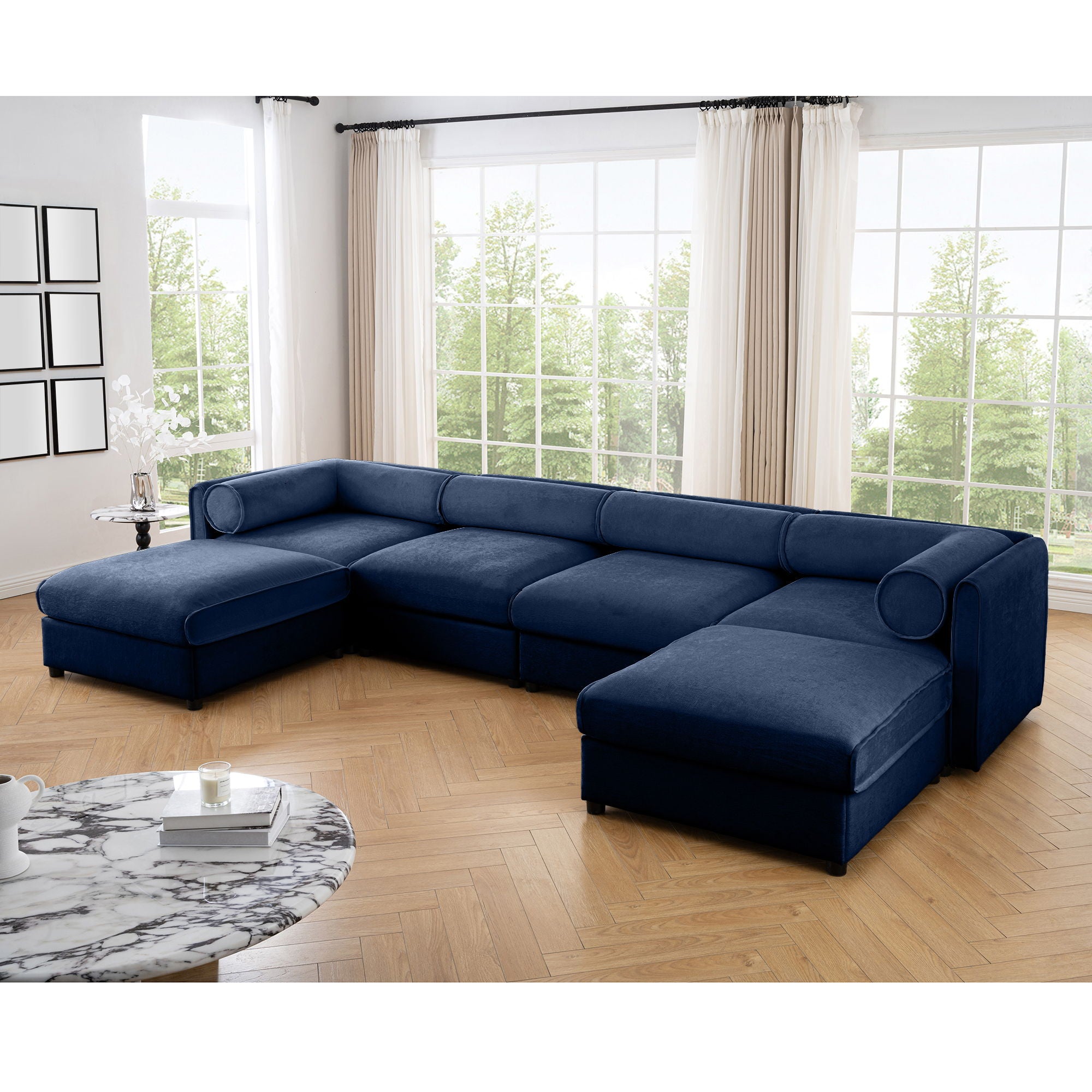 Contemporary Elegant White Chenille Sofa With Storage And Ottoman - Best Buy Furniture