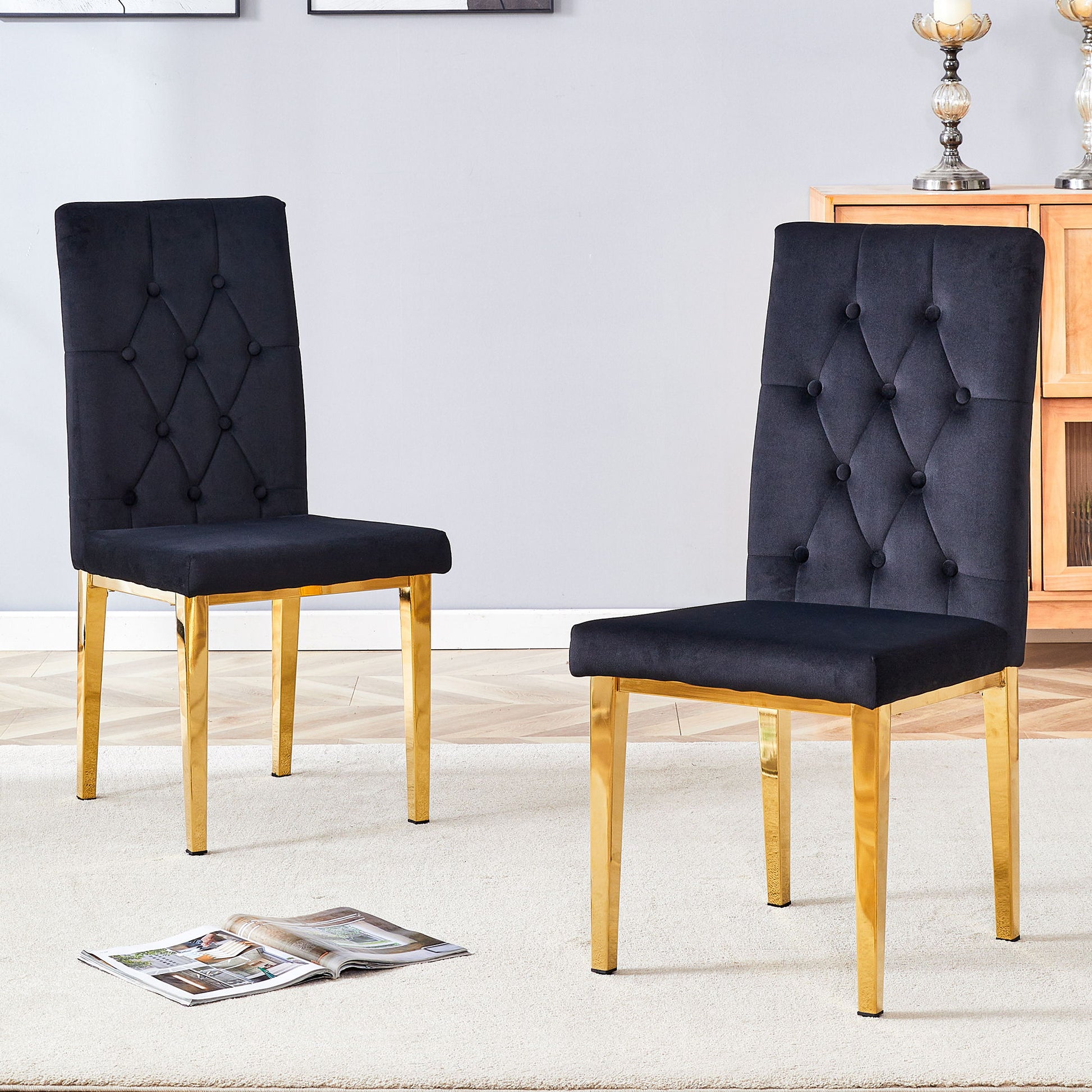 Vintage Style Armless Dining Chairs Set With Grid And Buckle Design - Best Buy Furniture