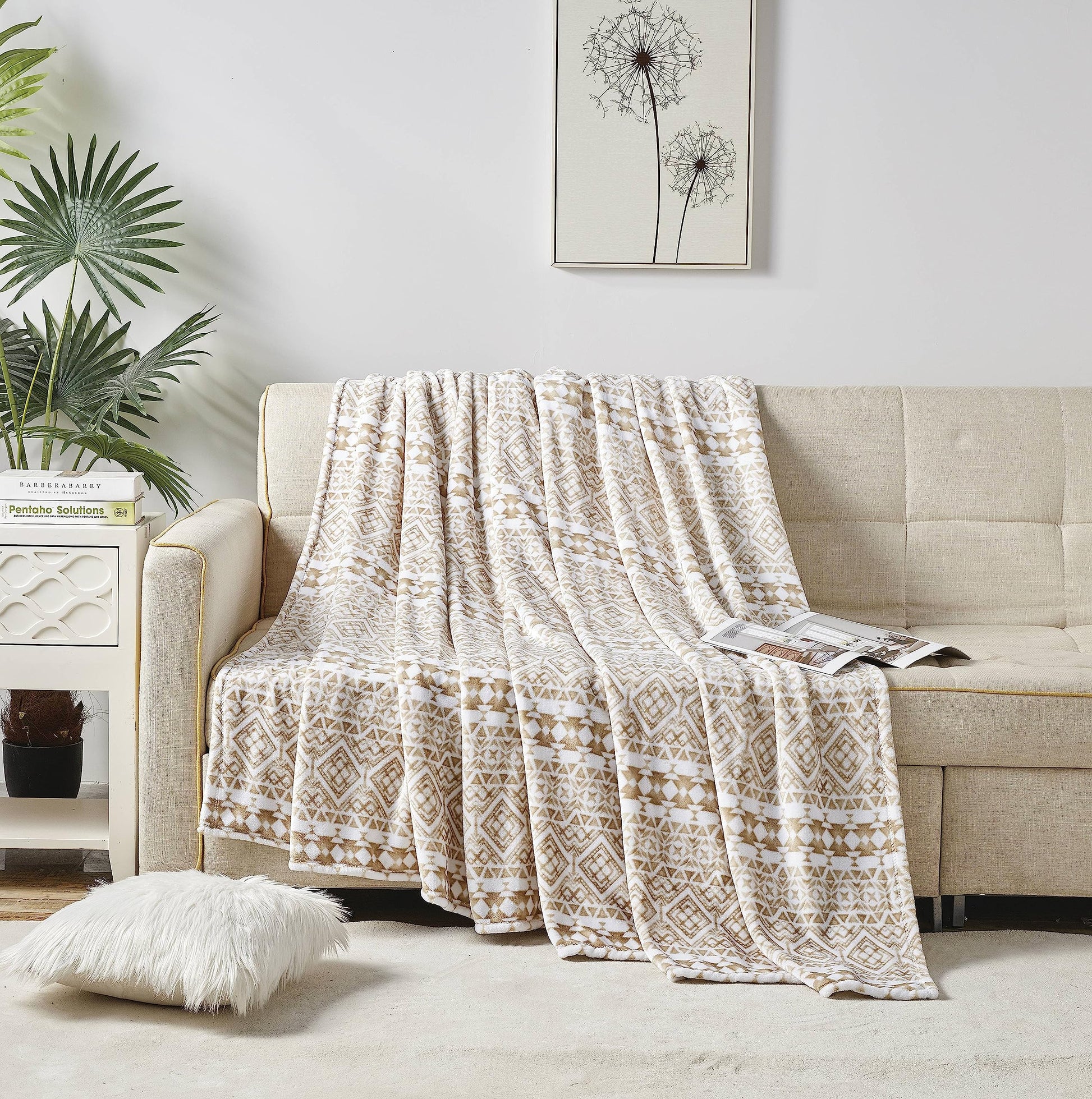 Faith, Hope, Love Home Decor Microplush Blanket Beige Aztec - Best Buy Furniture