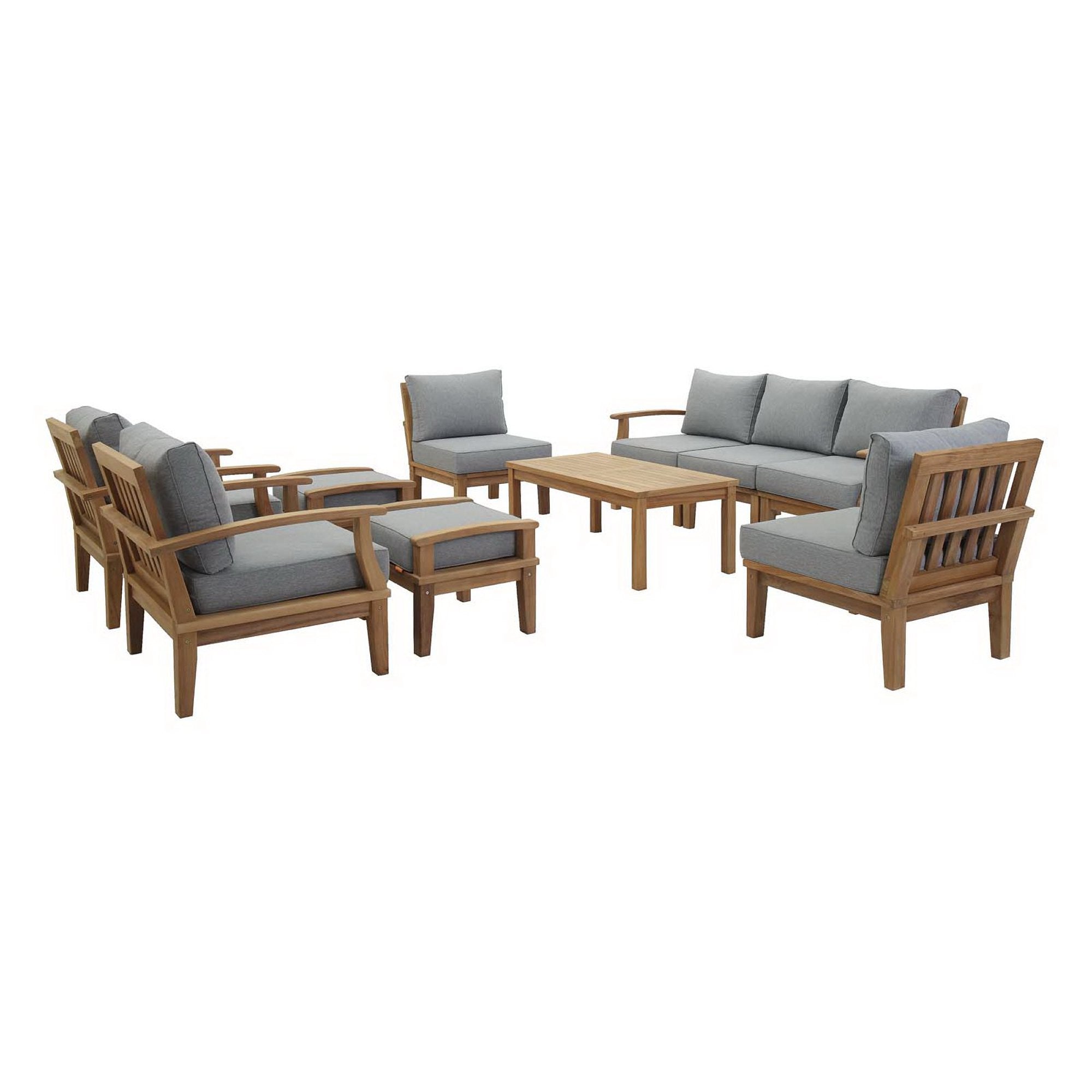Marina 10 Piece Outdoor Patio Teak Set by Modway - Best Buy Furniture