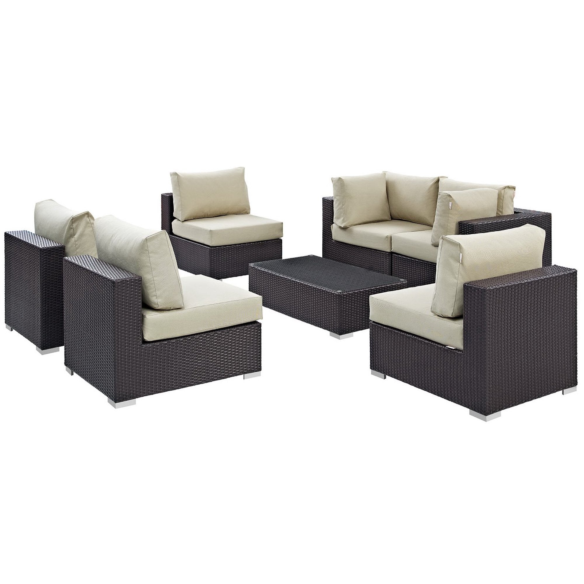 Convene 7 Piece Outdoor Patio Sectional Set by Modway - Best Buy Furniture