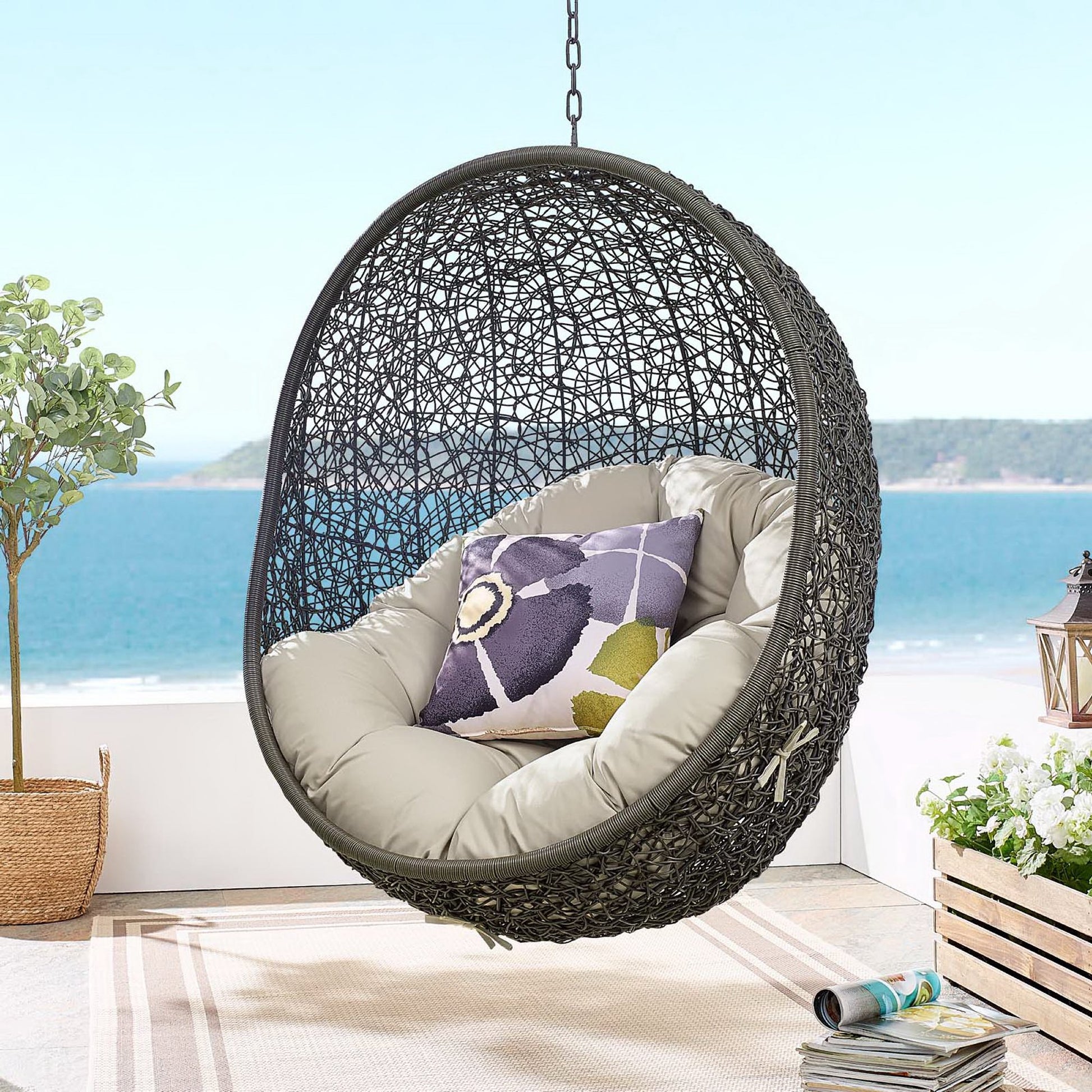 Hide Outdoor Patio Swing Chair With Stand by Modway - Best Buy Furniture